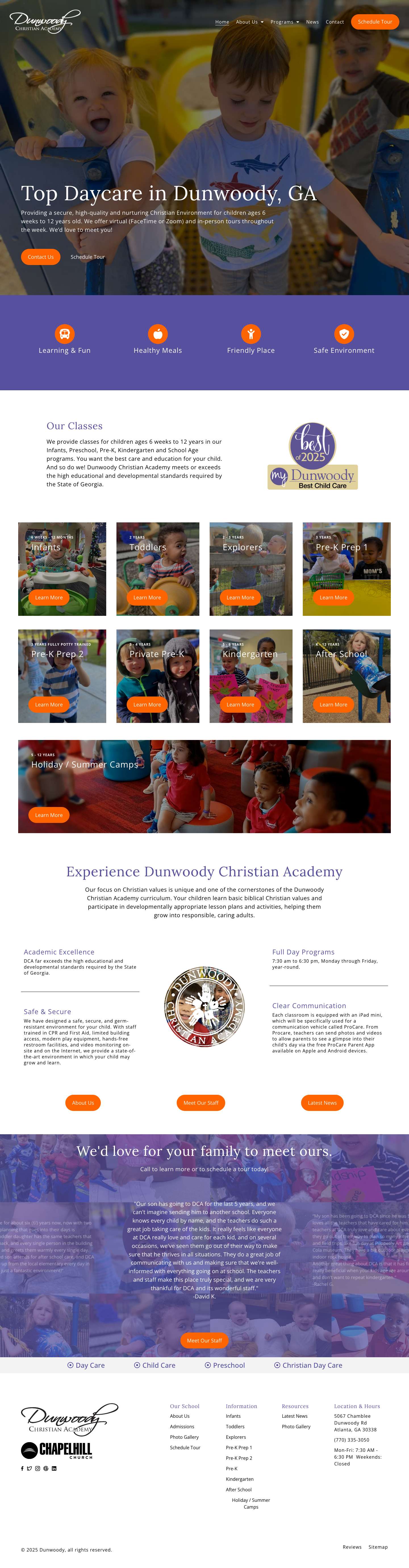 Dunwoody Christian Academy | Christ-Centered Early Education in Atlanta - Full Screenshot