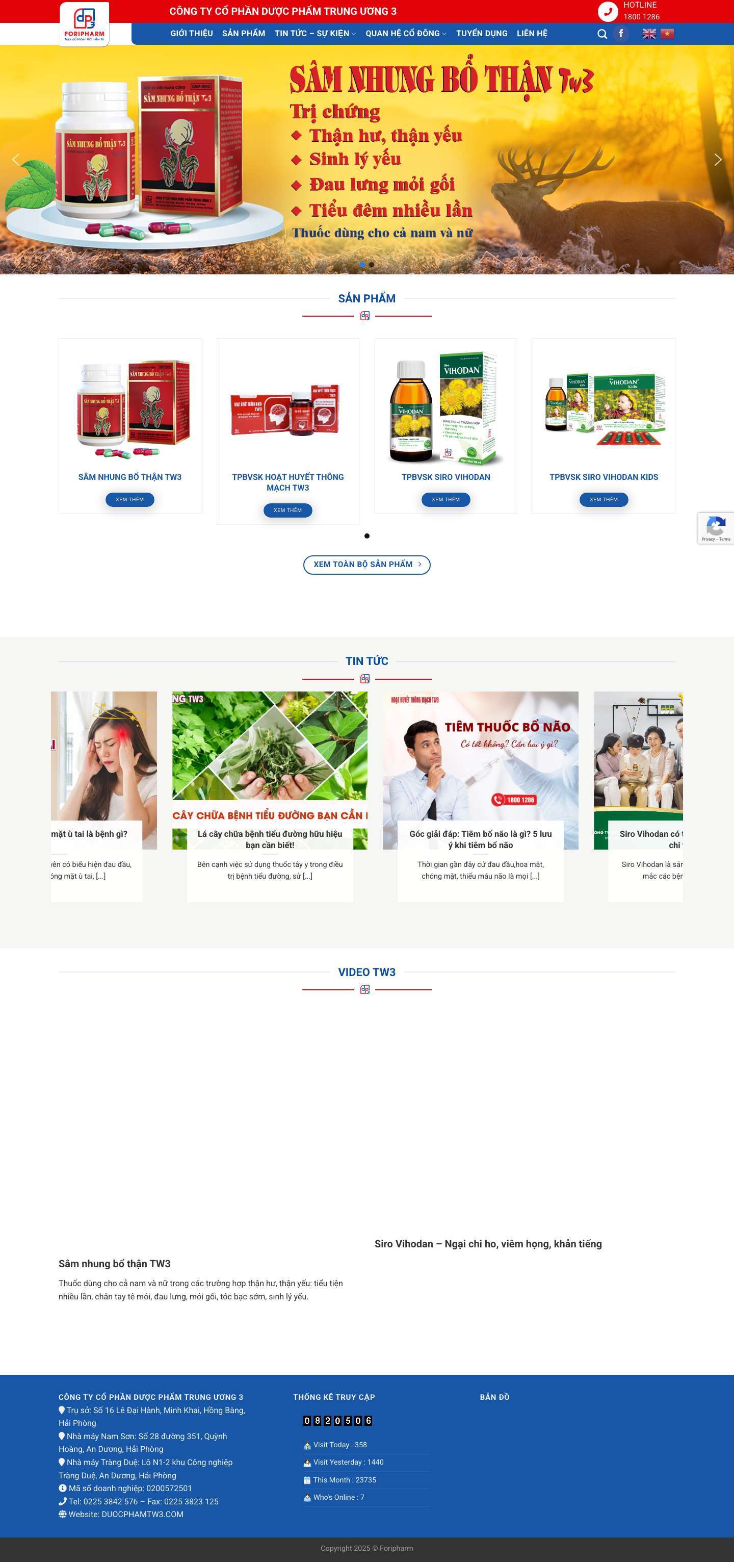 CÔNG TY CỔ PHẦN DƯỢC PHẨM TRUNG ƯƠNG 3 - FORIPHARM - Full Screenshot