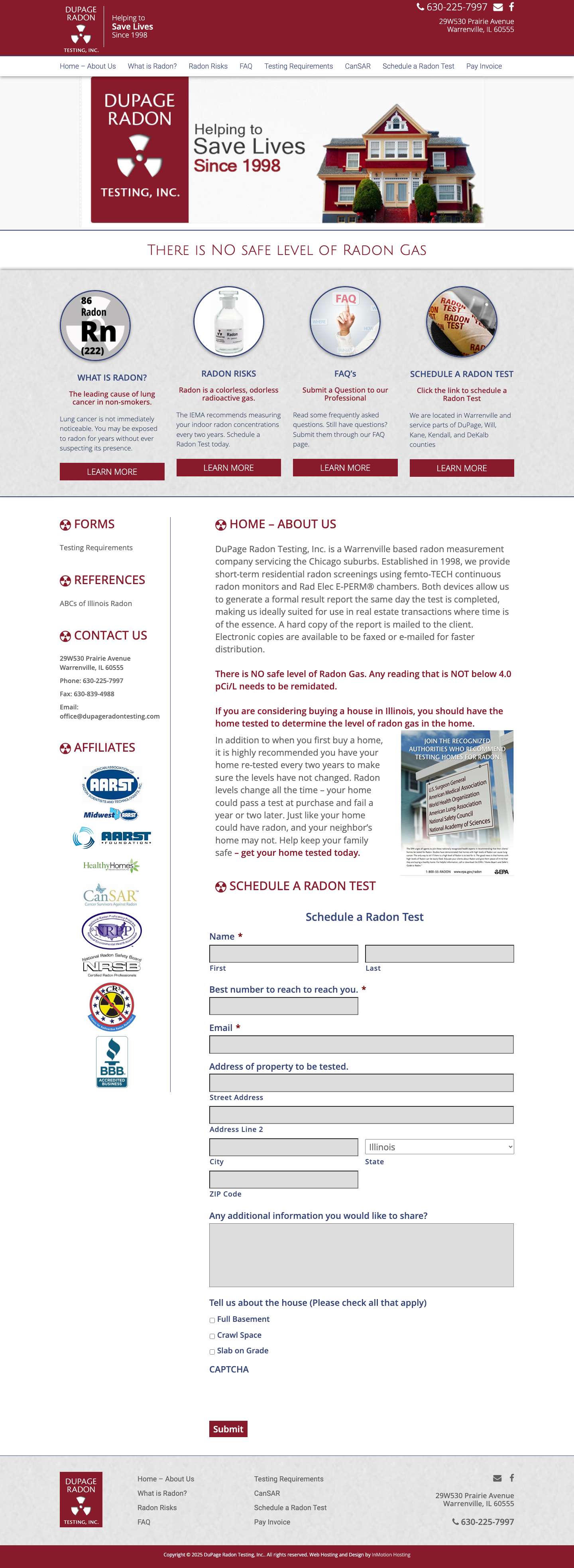DuPage Radon Testing - Radon Testing for Chicago Suburbs - Full Screenshot