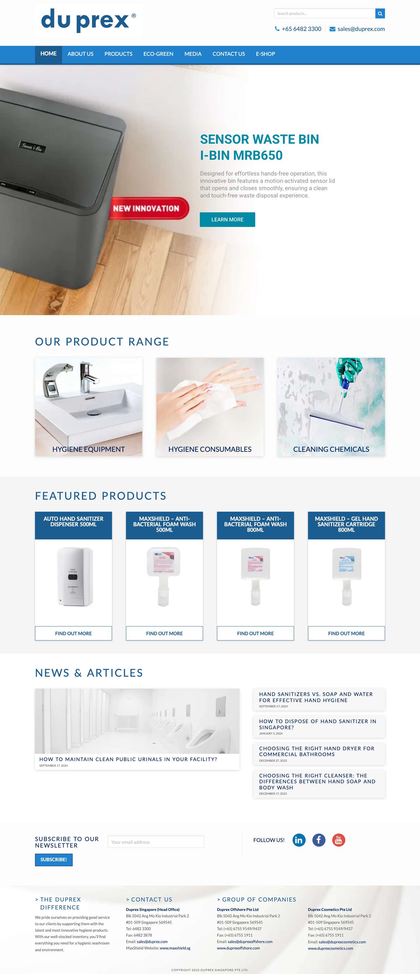 Duprex | Washrooms & Hygiene Solutions for Professionals. - Full Screenshot