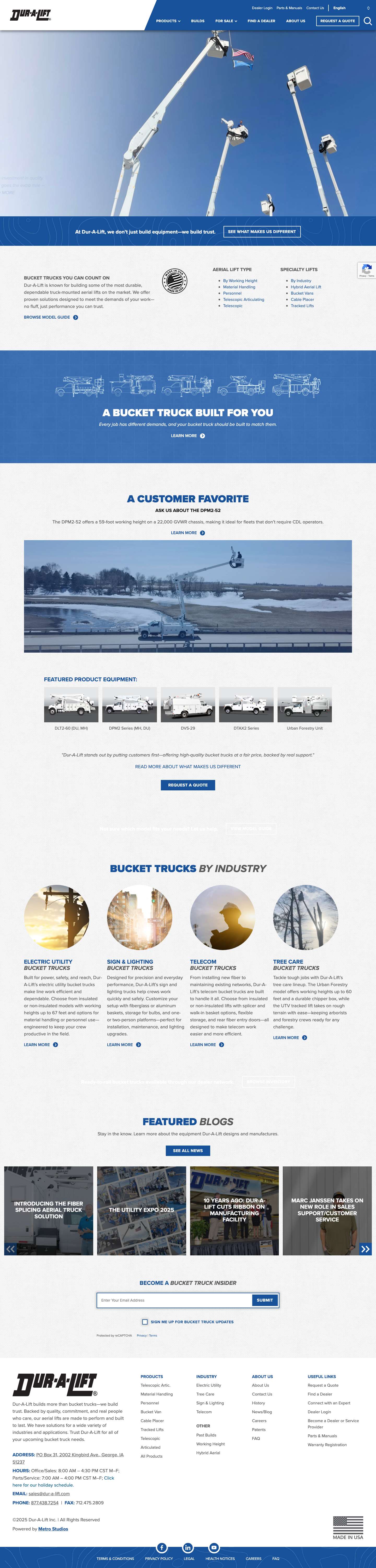 Bucket Trucks | Experience the Dur-A-Lift DifferenceSearchArrow VerticalSearchArrowArrowArrowArrowFacebookLinkedinYoutube - Full Screenshot