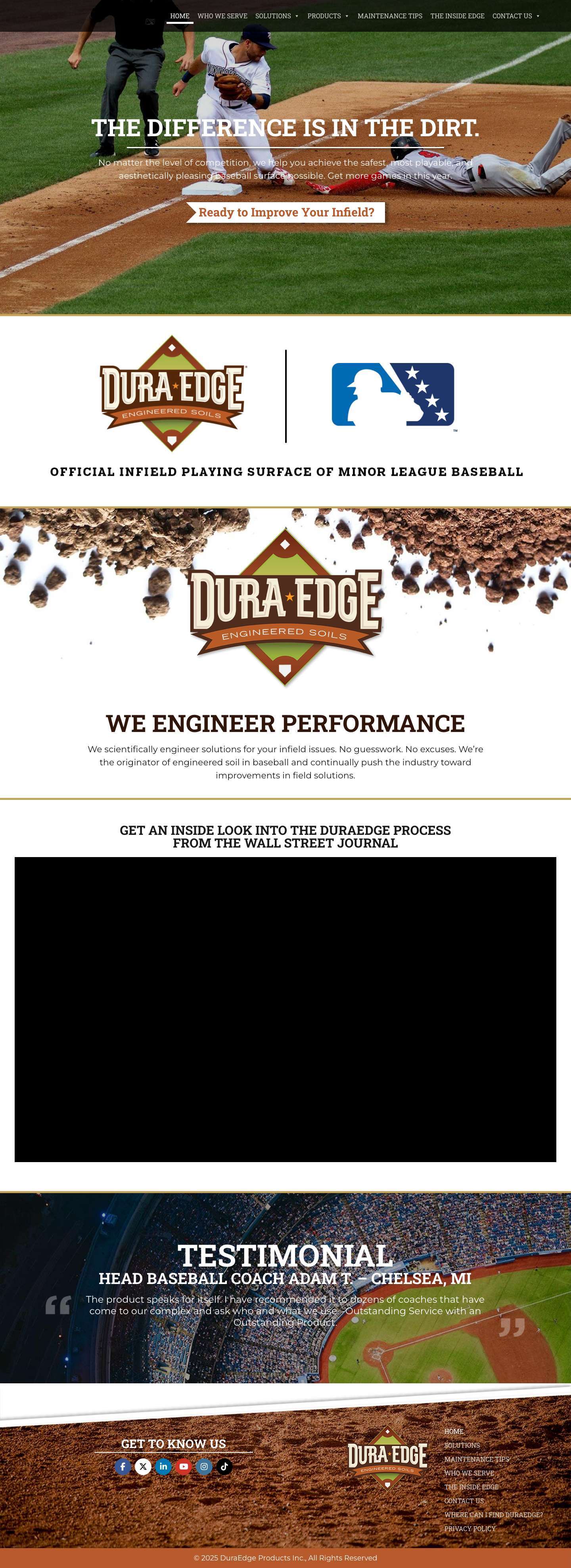 DuraEdge Engineered Infield Mixes, Clays, & Conditioners For Ballfields - Full Screenshot