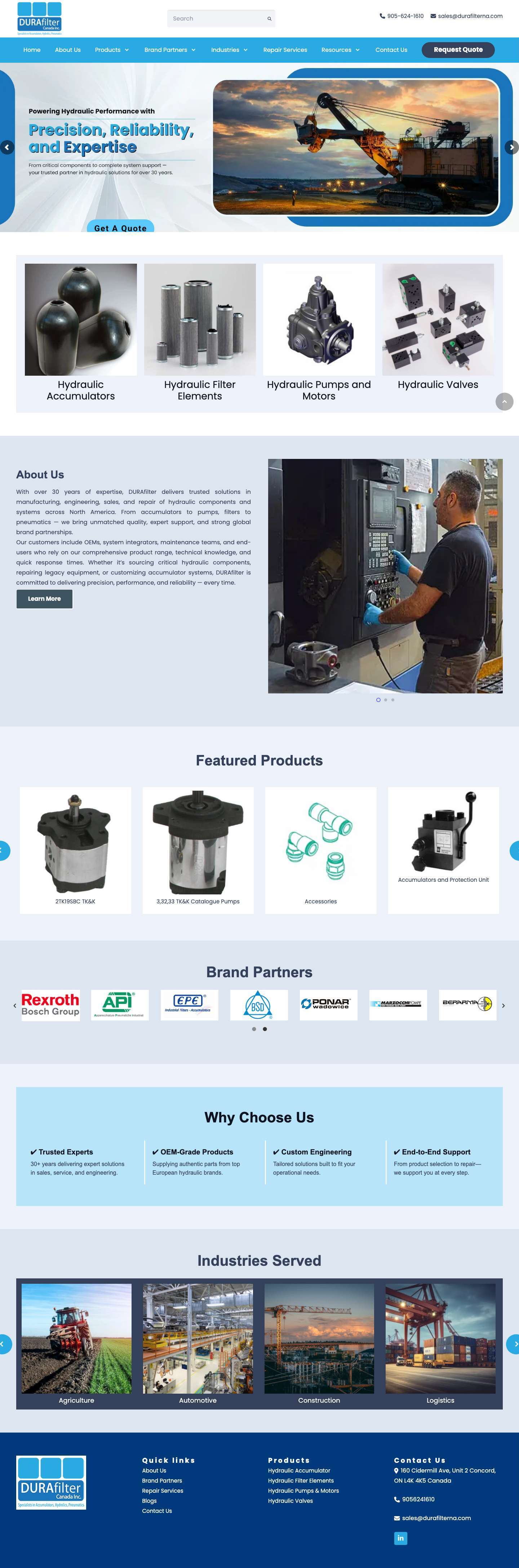 Industrial Hydraulic Products & Repair Services - Full Screenshot