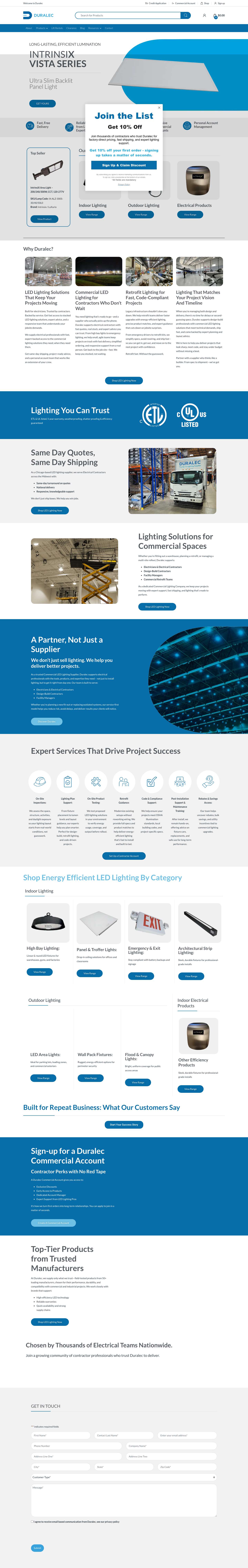 Commercial LED Lighting Solutions: Indoor & Outdoor - Duralec - Full Screenshot