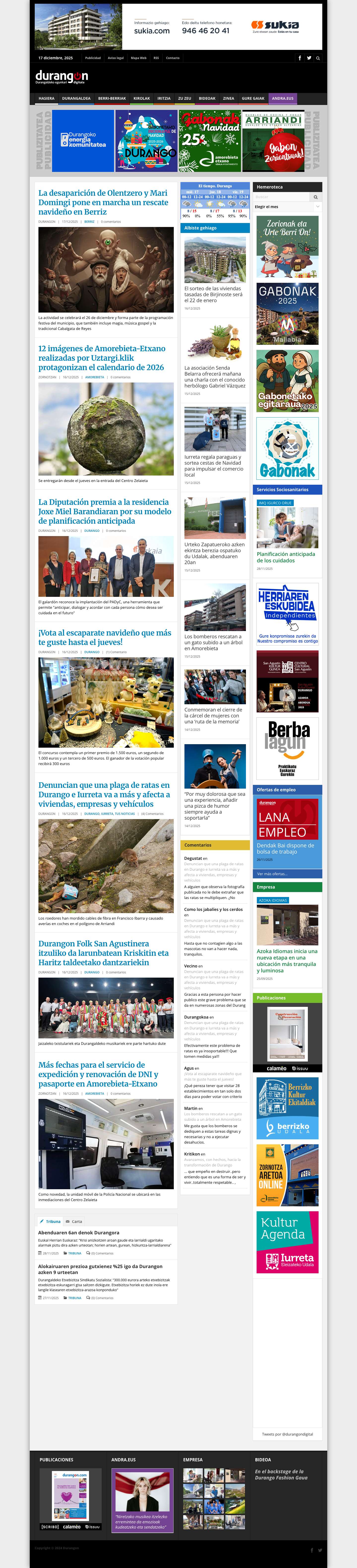 durangon.com - Durangaldeko egunkari digitala - Full Screenshot