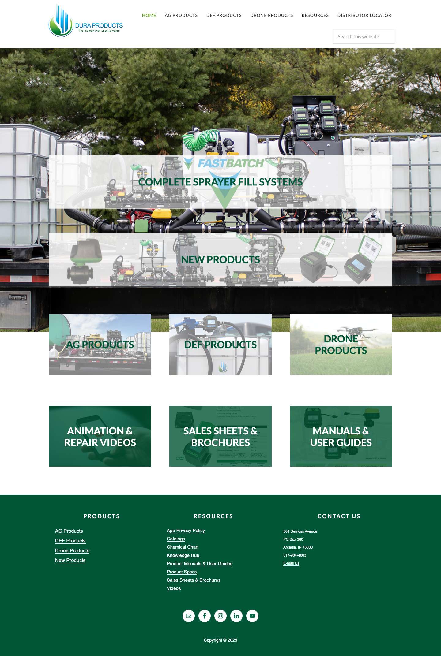 Dura Products Home Page - Manufacturer in Arcadia, INEmailFacebookInstagramLinkedInYouTube - Full Screenshot