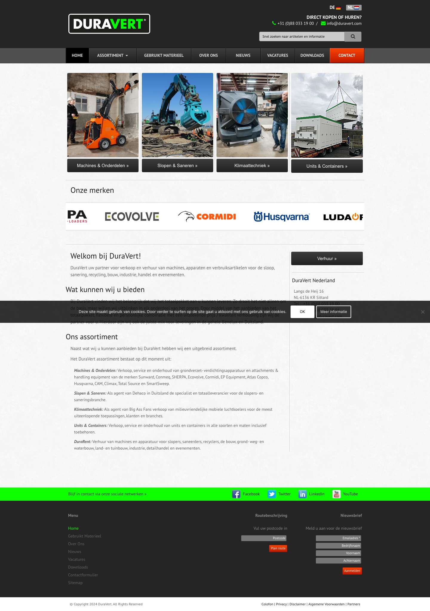 Machines, onderdelen en units kopen of huren - DuraVert - Full Screenshot