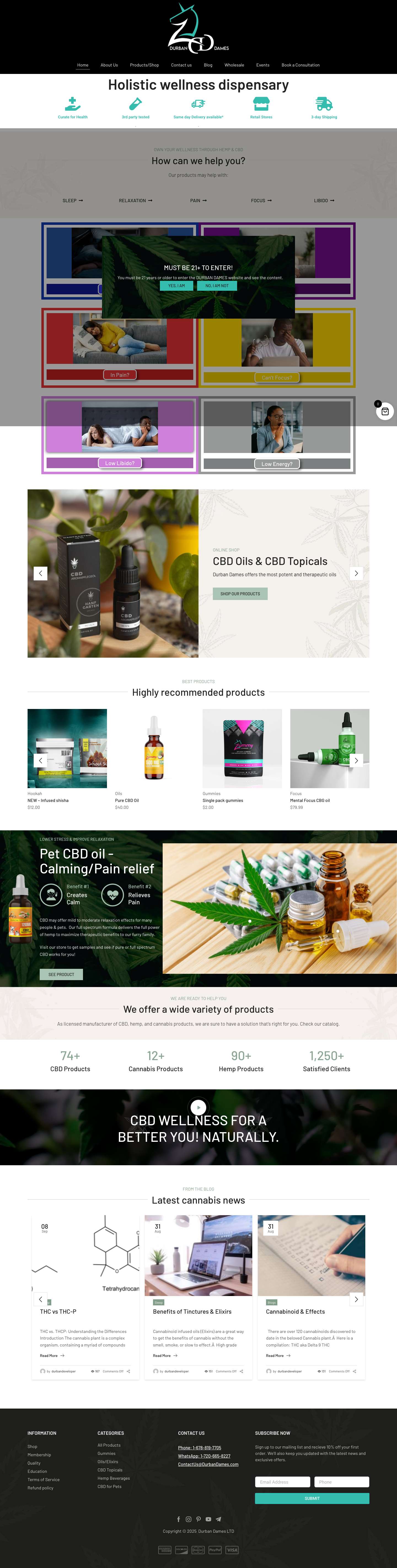 CBD and hemp wellness - Durban Dames - Full Screenshot