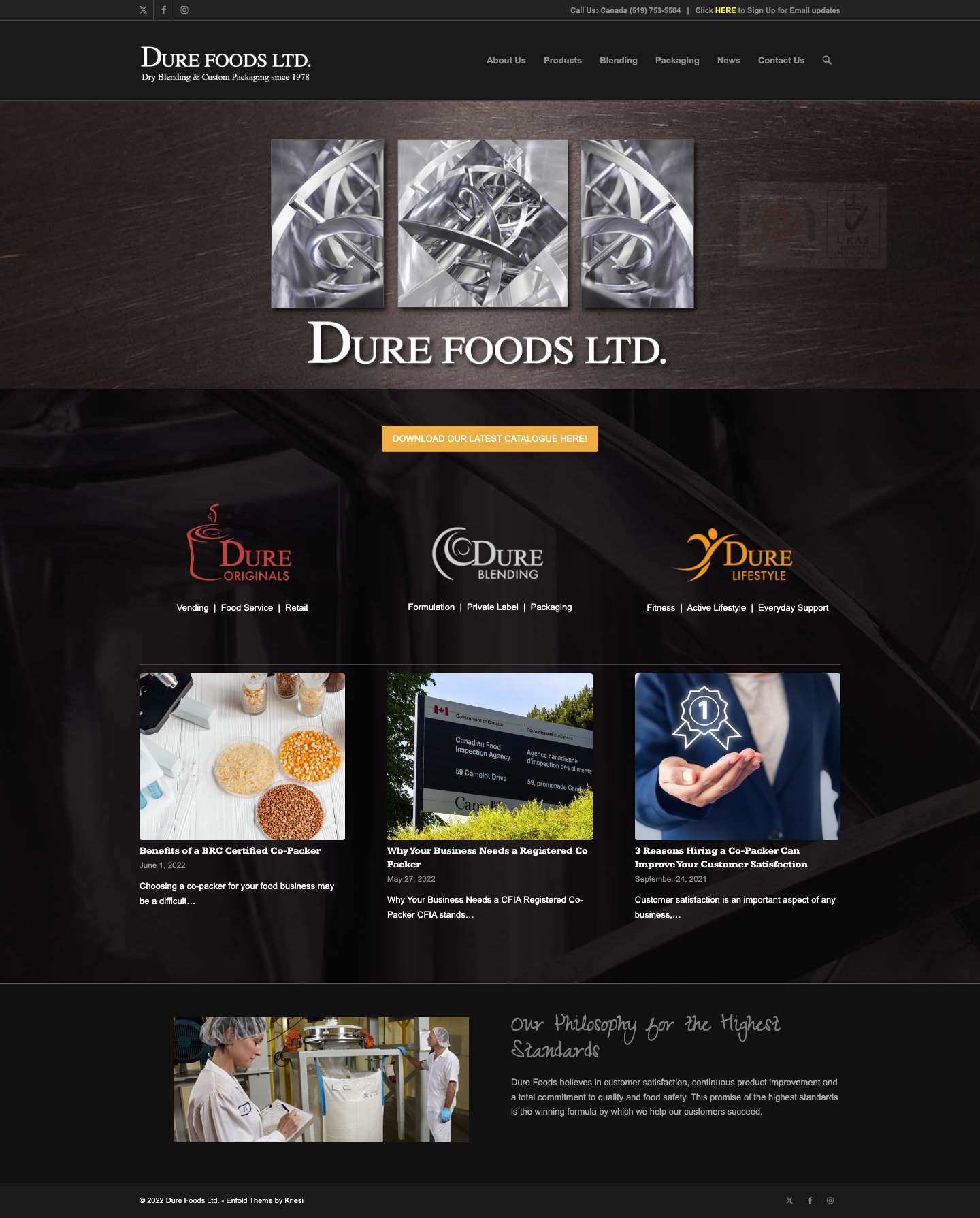Dry Blending & Custom Packaging since 1978 | Dure - Full Screenshot