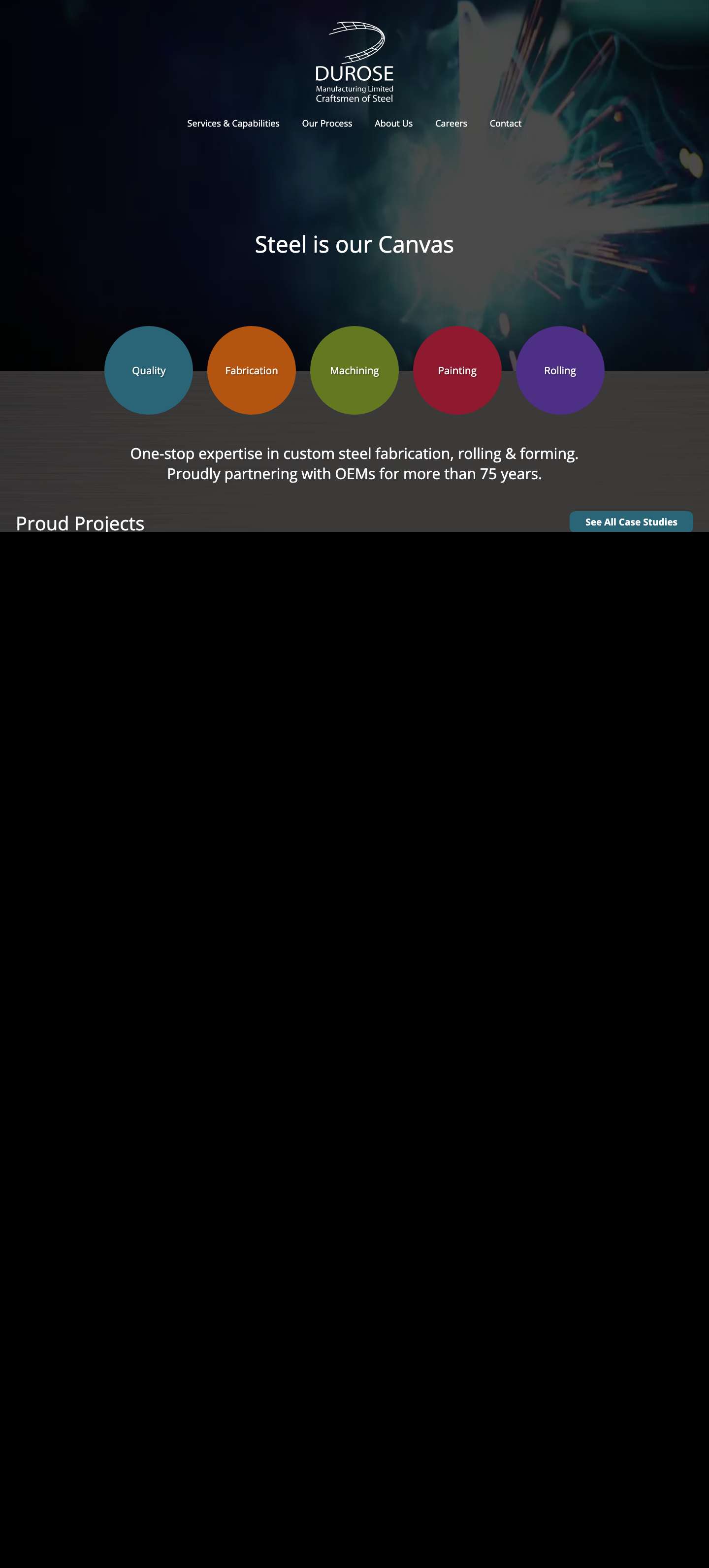 Durose Manufacturing Canada | Custom Steel Fabrication | Rolling - Full Screenshot