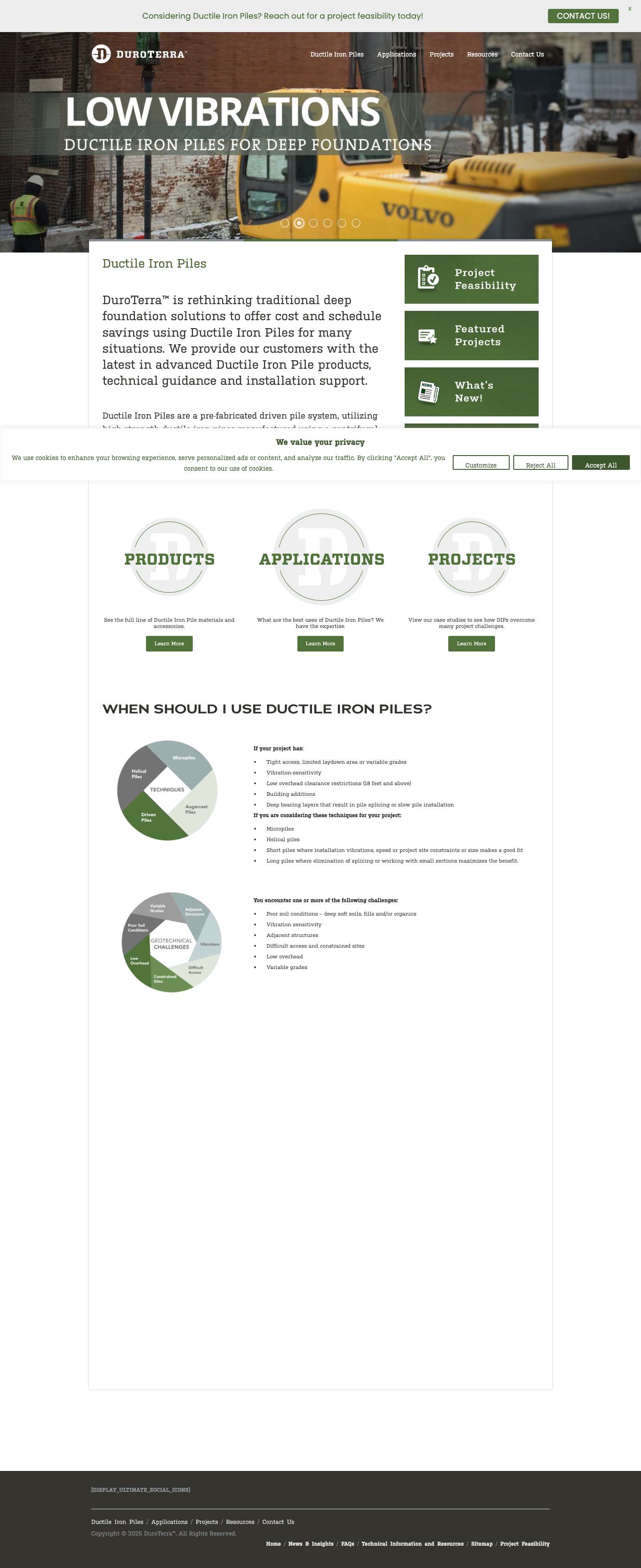 Advanced Ductile Iron Pile Products & Installation - DuroTerra - Full Screenshot