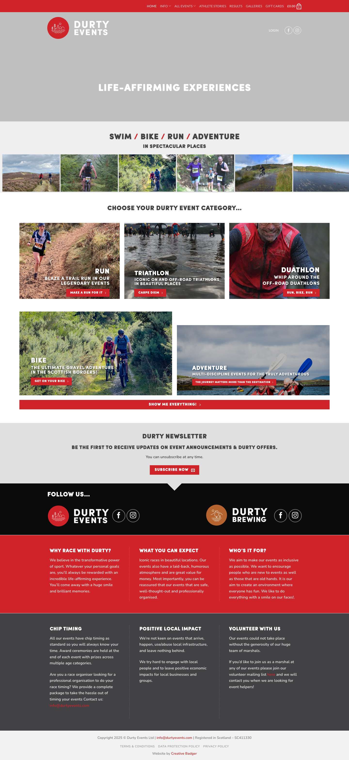 Durty Events - Swim | Bike | Run | Adventure Events in Scotland - Full Screenshot