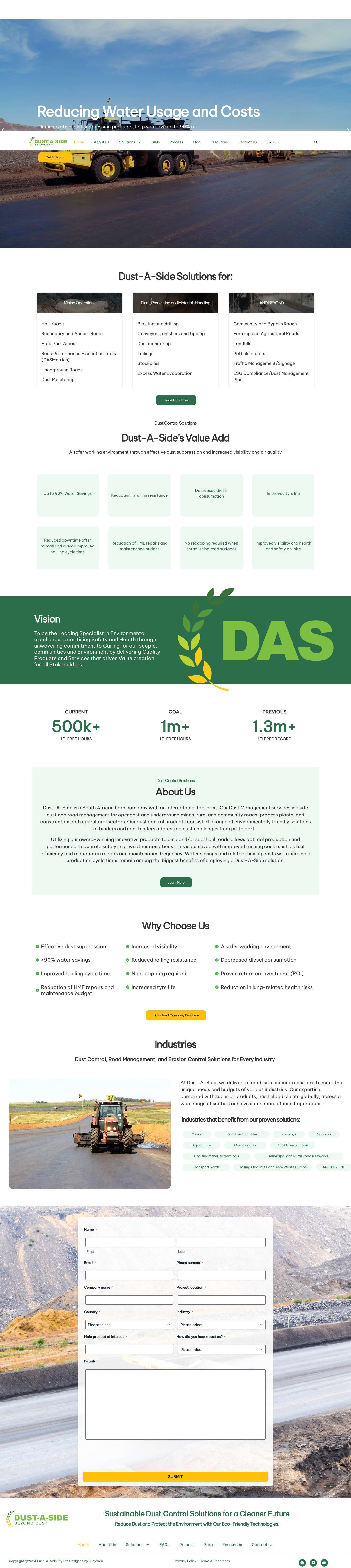 Dust Suppression and Dust Control | Dust-A-Side - Full Screenshot