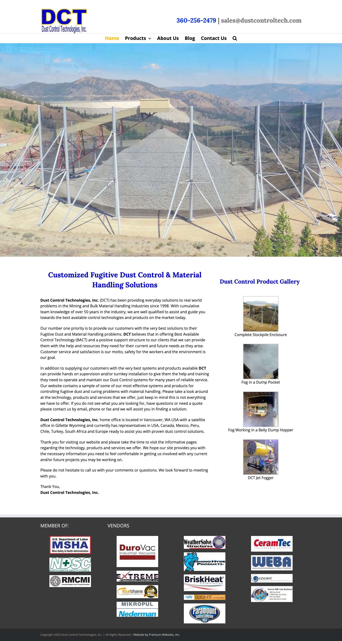 Fugitive Dust Control | Dust Control Technologies - Full Screenshot