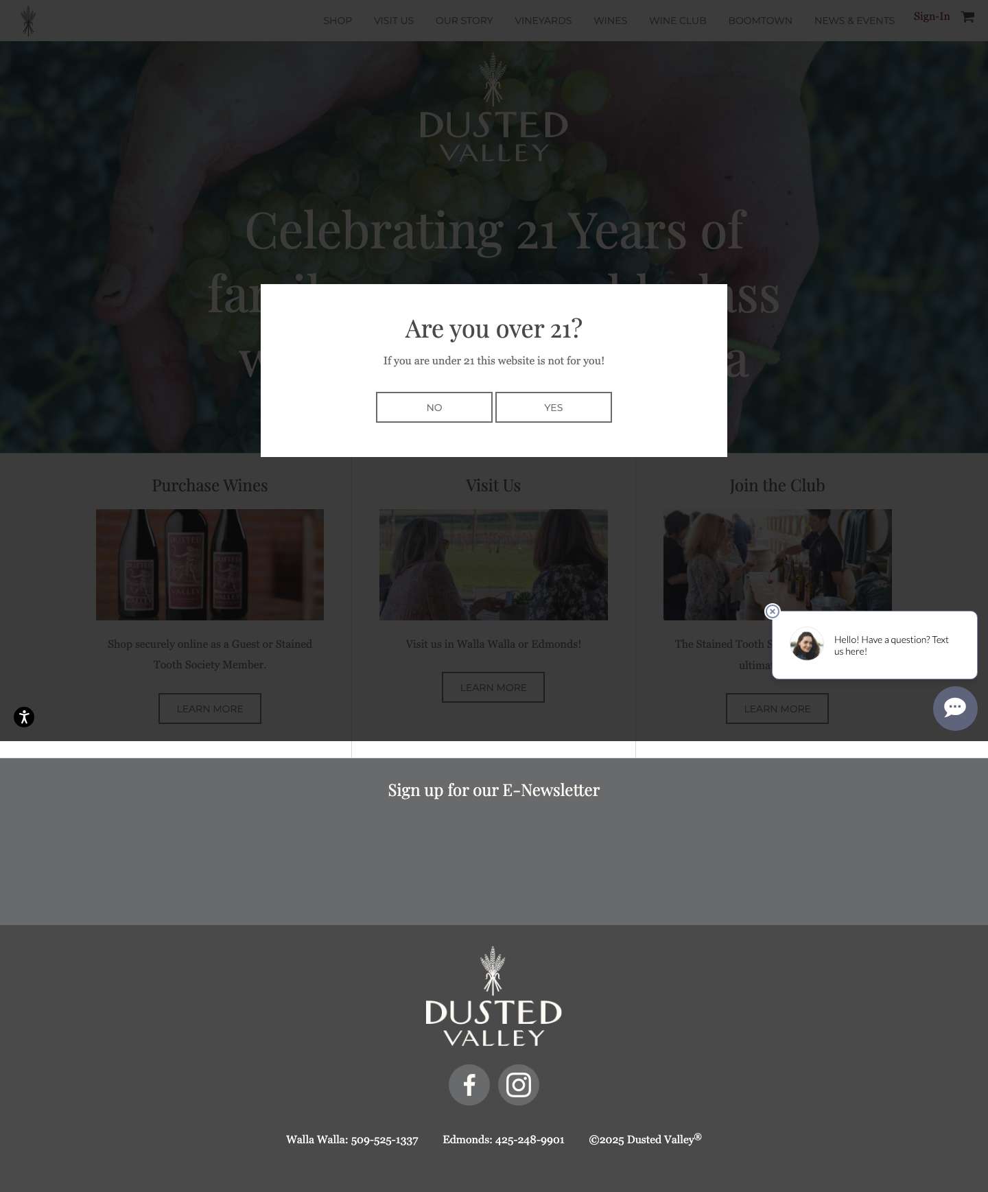 World-Class Washington Wines | Walla Walla & Columbia Valley | Dusted Valley Wines - Dusted Valley World-Class Washington Wines | Walla Walla & Columbia Valley | Dusted Valley Wines - Full Screenshot