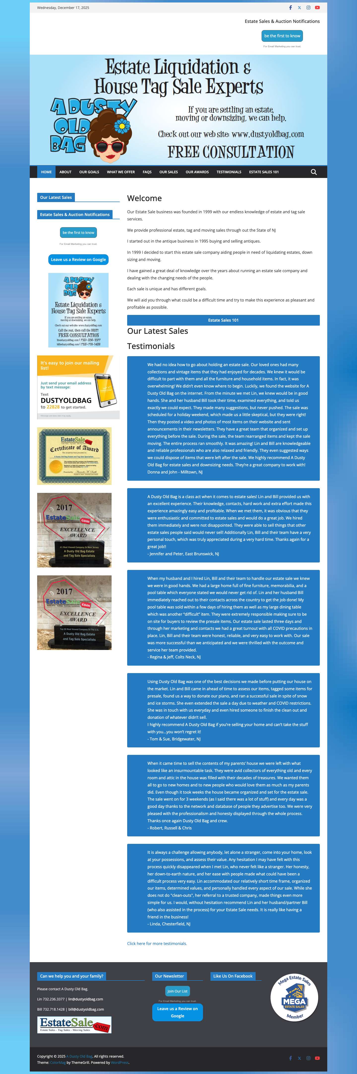 A Dusty Old Bag – Estate Liquidation & House Tag Sale Experts - Full Screenshot