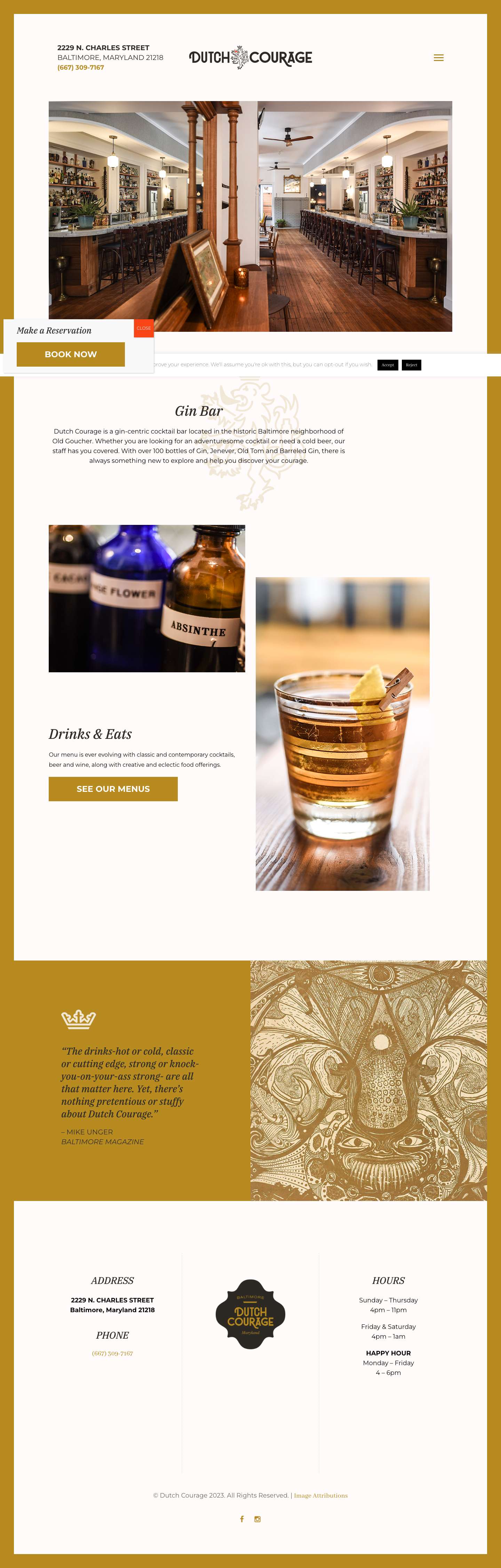 Dutch Courage Gin Bar in Baltimore Maryland - Dutch Courage - Full Screenshot