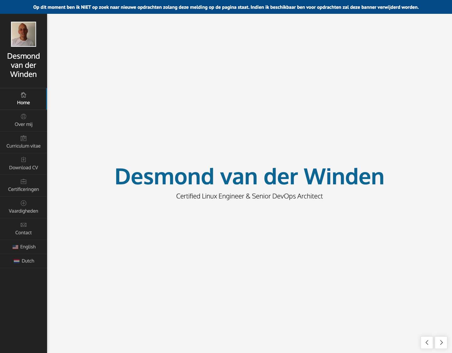 Dutch DevOps Engineer: Desmond van der Winden - Full Screenshot