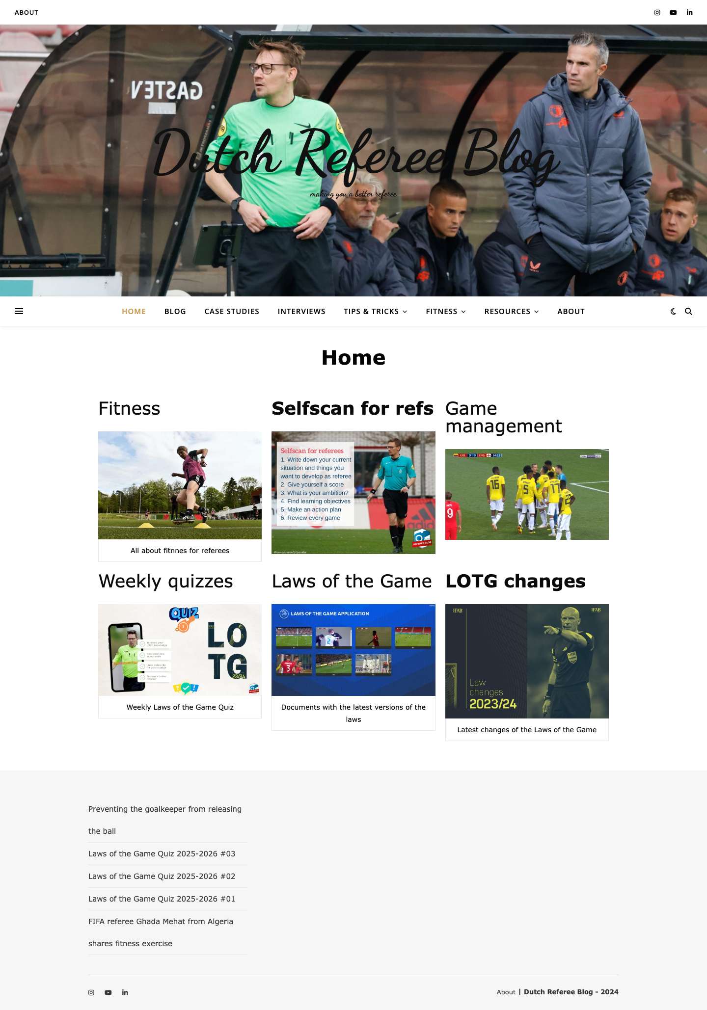 Home - Dutch Referee Blog - Improving football referees & match officials - Full Screenshot