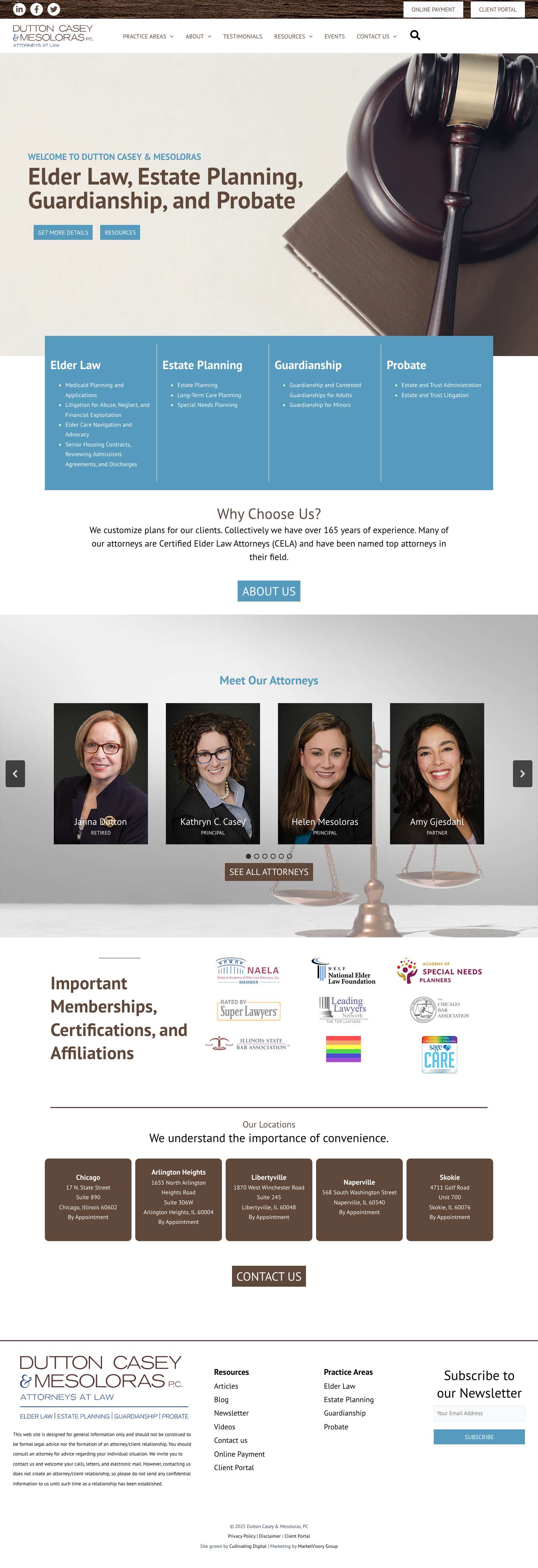 Elder Law | Estate Planning | Guardianship | Probate - Dutton Casey & Mesoloras, PC - Full Screenshot