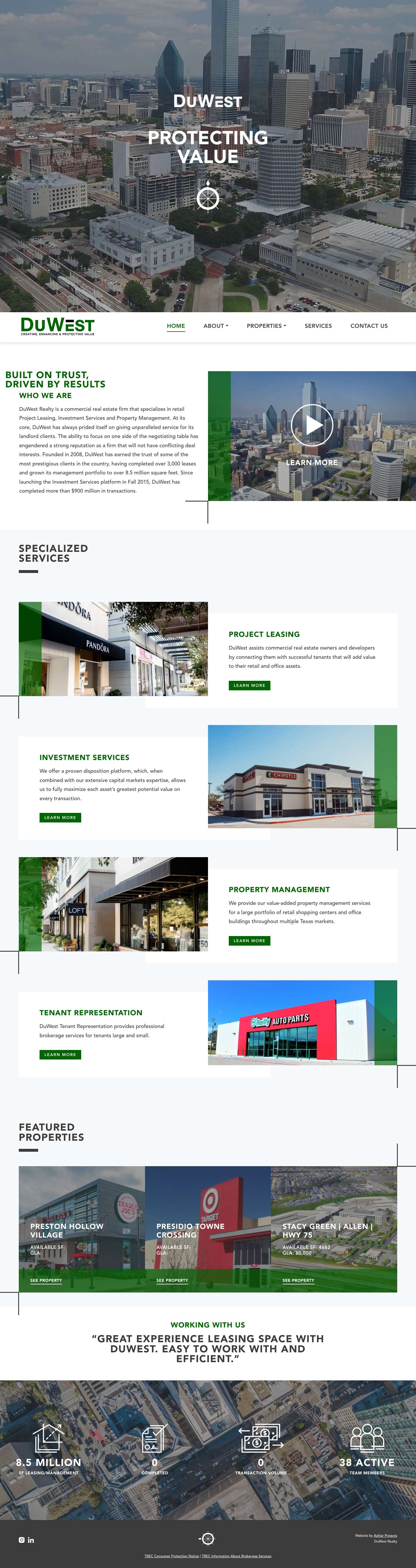 DuWest Realty | Commercial Real Estate Firm | Dallas-Fort Worth - Full Screenshot