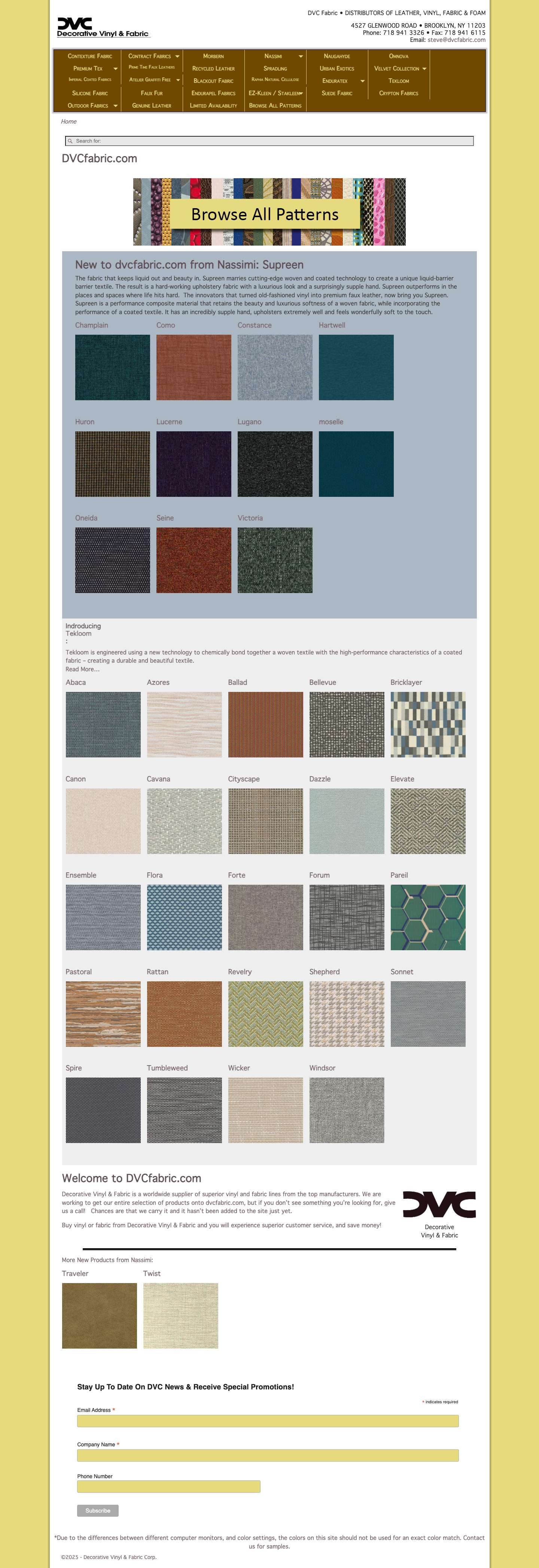Decorative Vinyl & Fabric Corp. – DISTRIBUTORS OF LEATHER, VINYL, FABRIC & FOAM - Full Screenshot