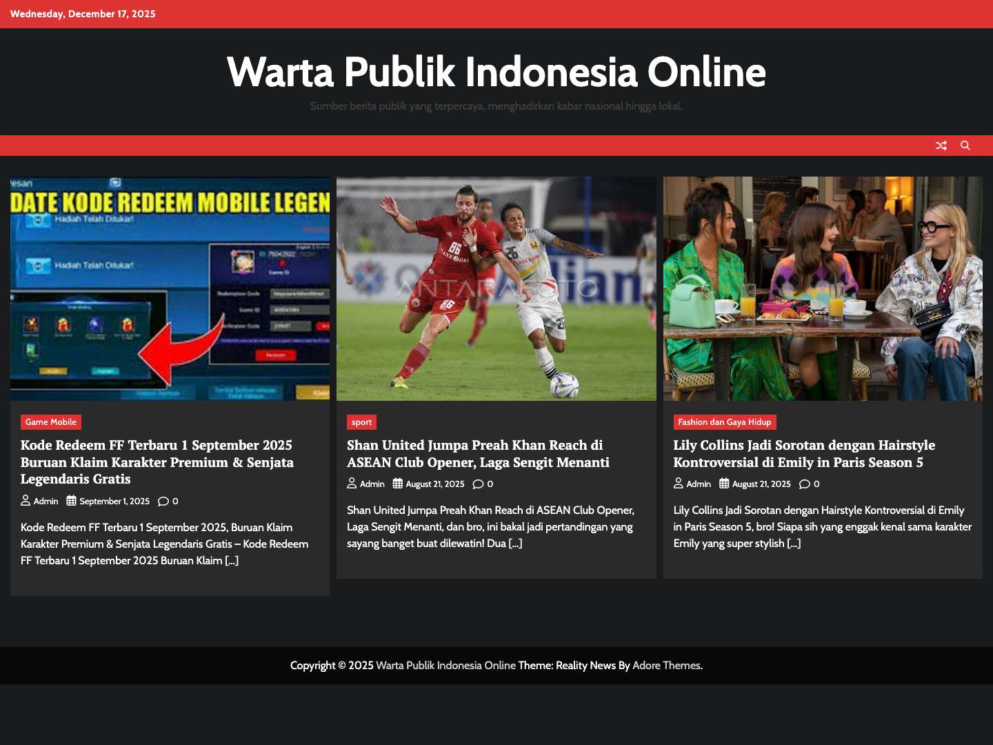 Warta Publik Indonesia Online - Sumber berita publik yang terpercaya, menghadirkan kabar nasional hingga lokal. - Full Screenshot