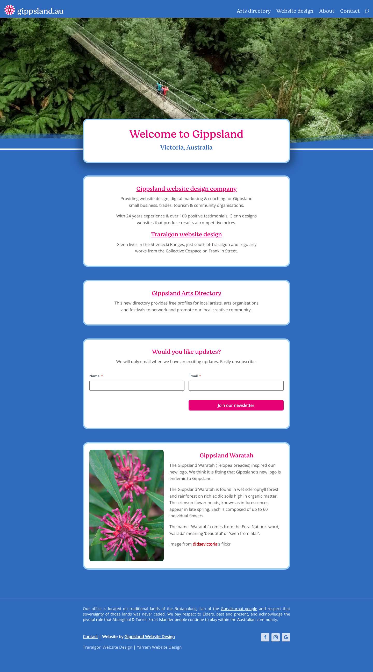 Gippsland Website Design | Arts Directory - Full Screenshot