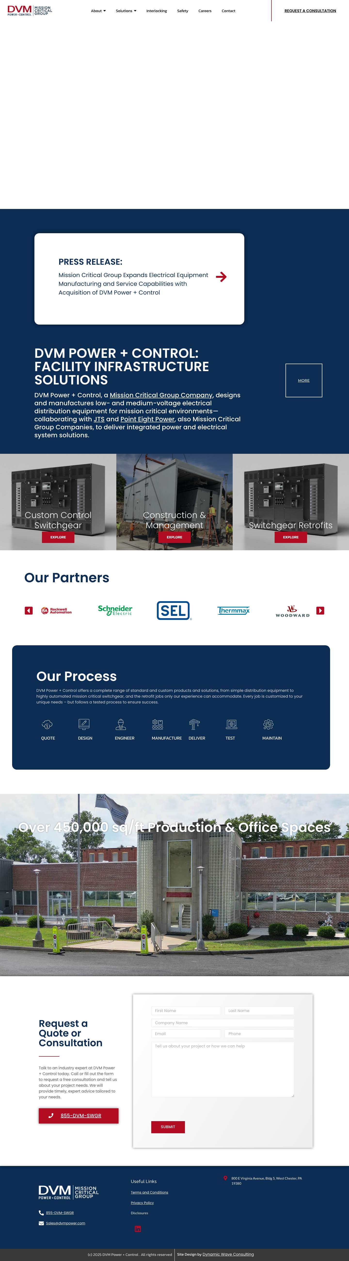 DVM Power + Control - Custom Switchgear and Controls Manufacturing and Integration - DVM Power & Control Solutions - Full Screenshot