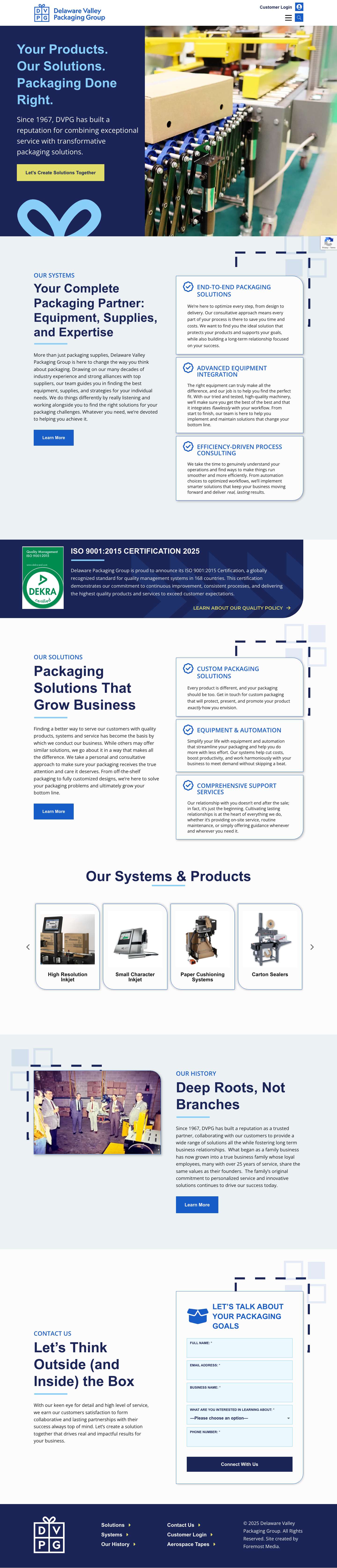 Product Packaging Solutions | Delaware Valley Packaging Group - Full Screenshot