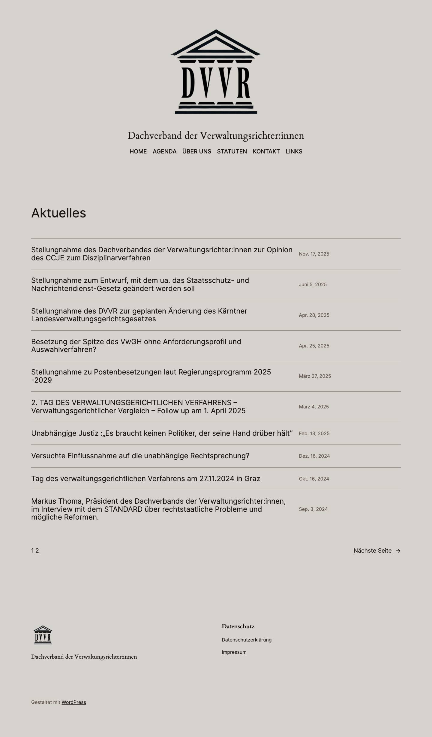 Dachverband der Verwaltungsrichter:innen - - Full Screenshot