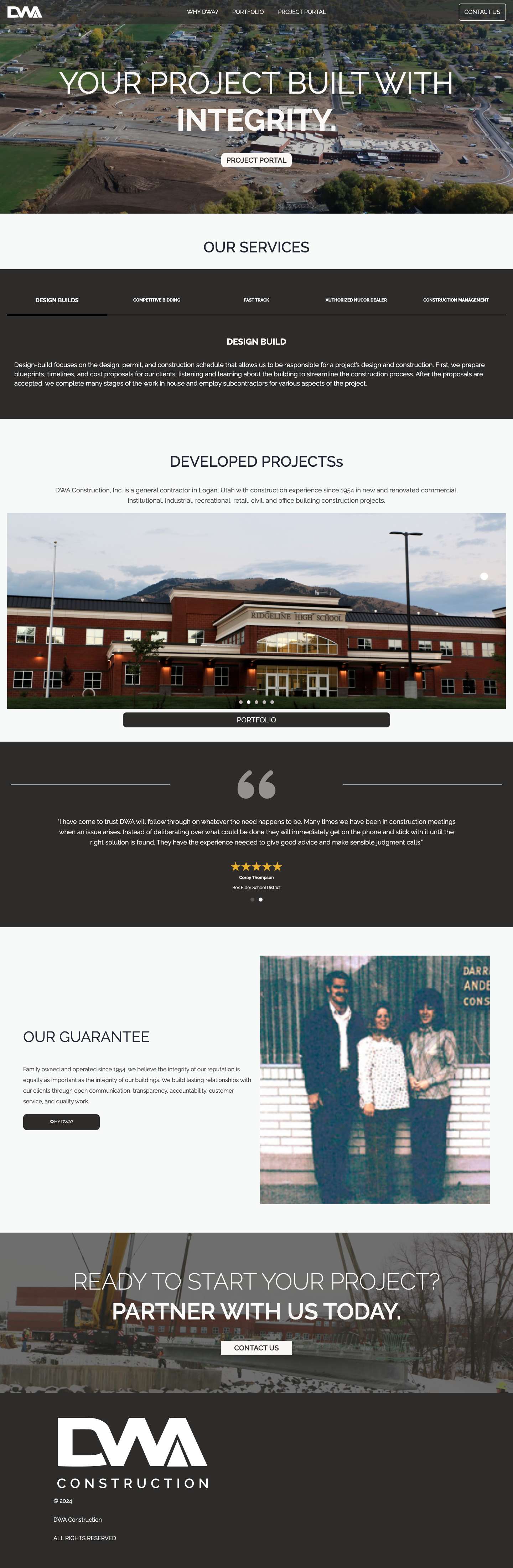 DWA Construction – WordPress - Full Screenshot