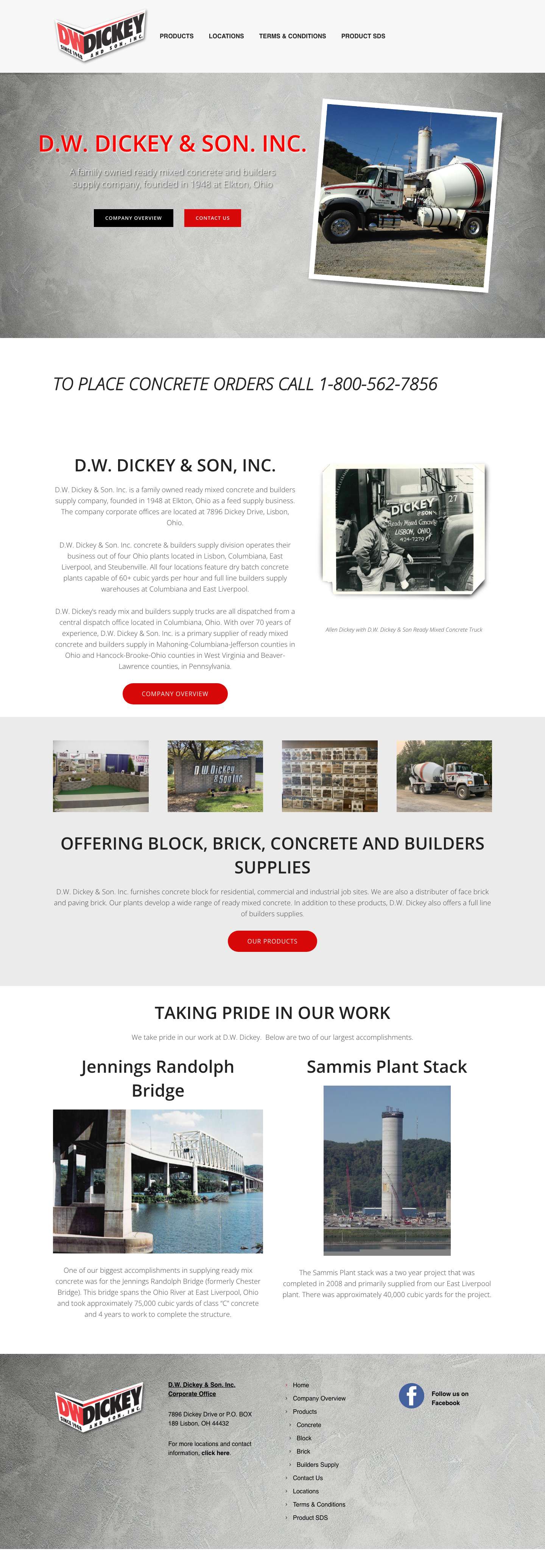 D.W. Dickey & Son. Inc. – Concrete & Builder's Supply Lisbon, Ohio - Full Screenshot