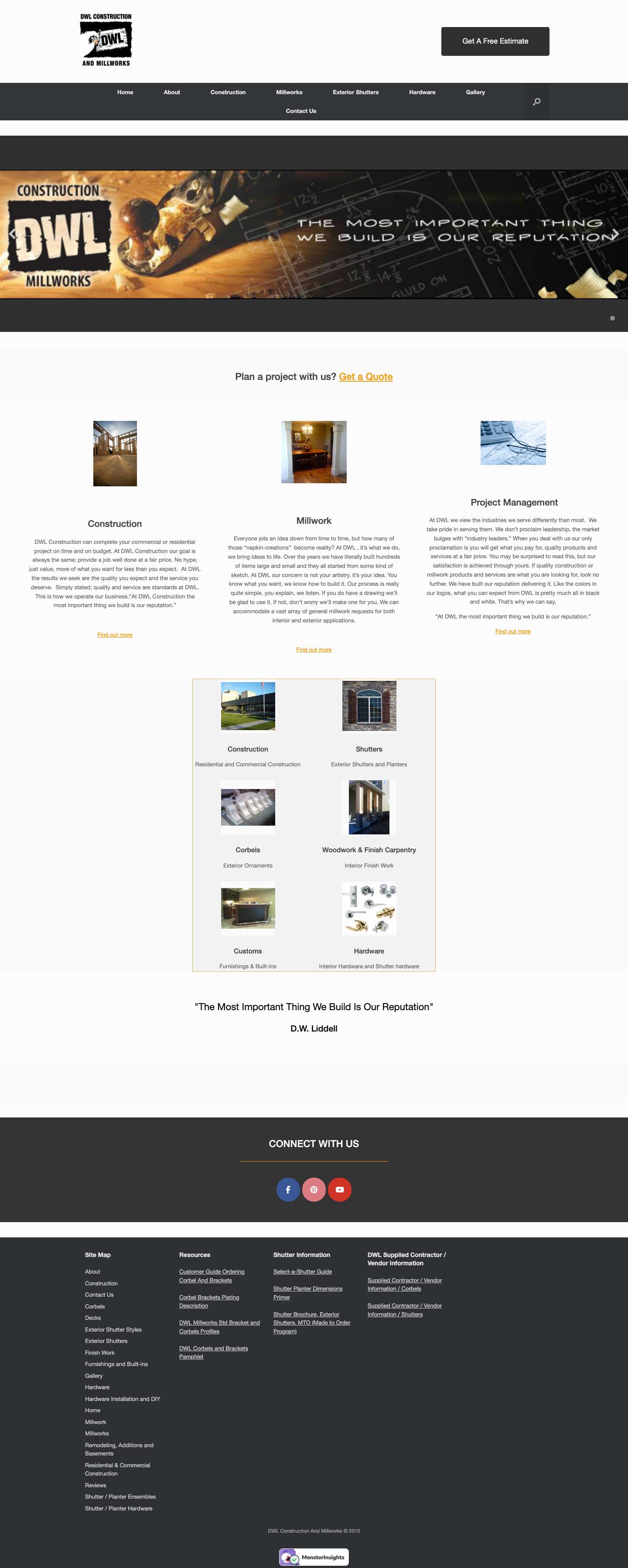 Home - DWL Construction and Millwork, Exterior Shutters, Corbels, Faux Rafter Tails,Hardware, Built Ins, Custom Woodwork, Finish Work, Home Theater, Residential Construction, Commercial Construction, Sound Studio Construction , Noise Cancelling Products & Systems Noise Abatement, - Full Screenshot