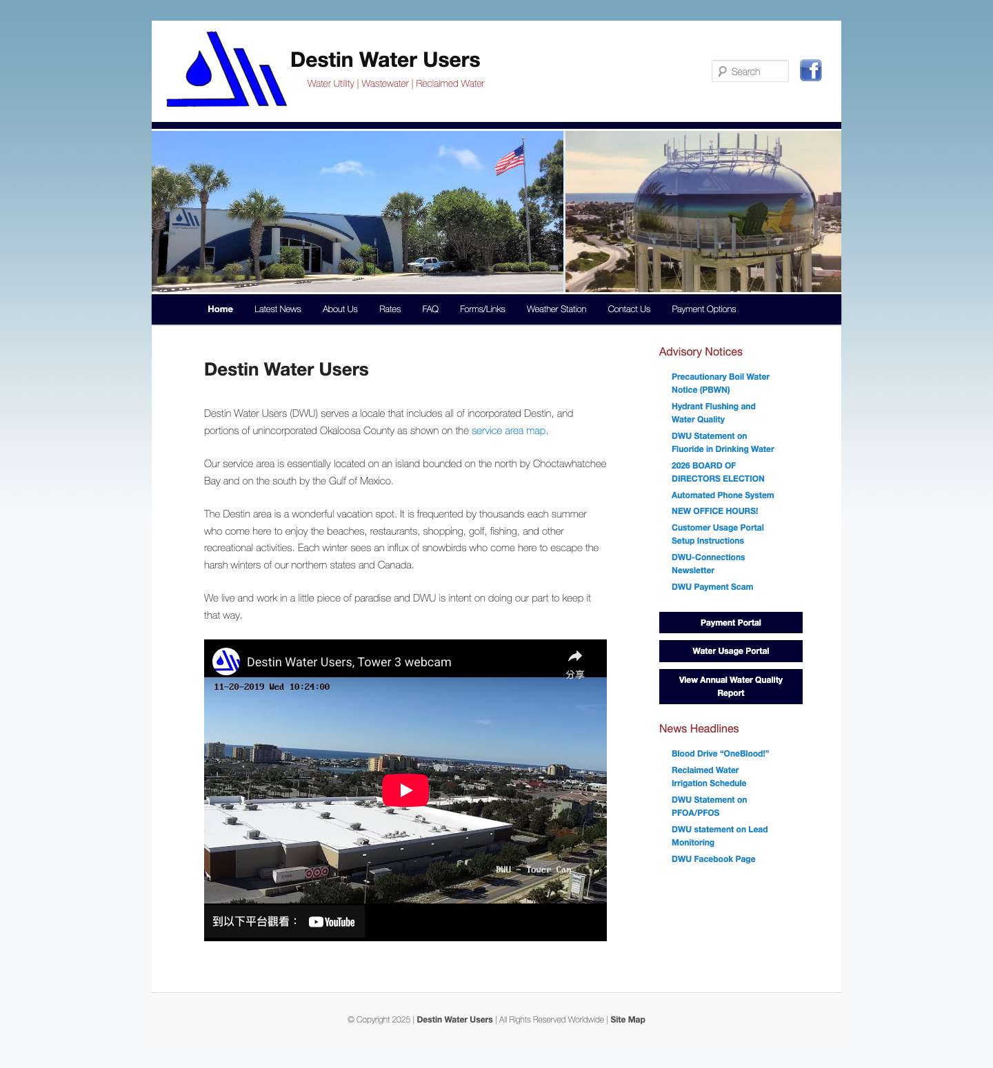 Destin Water Users | Water Utility | Wastewater | Reclaimed Water - Full Screenshot