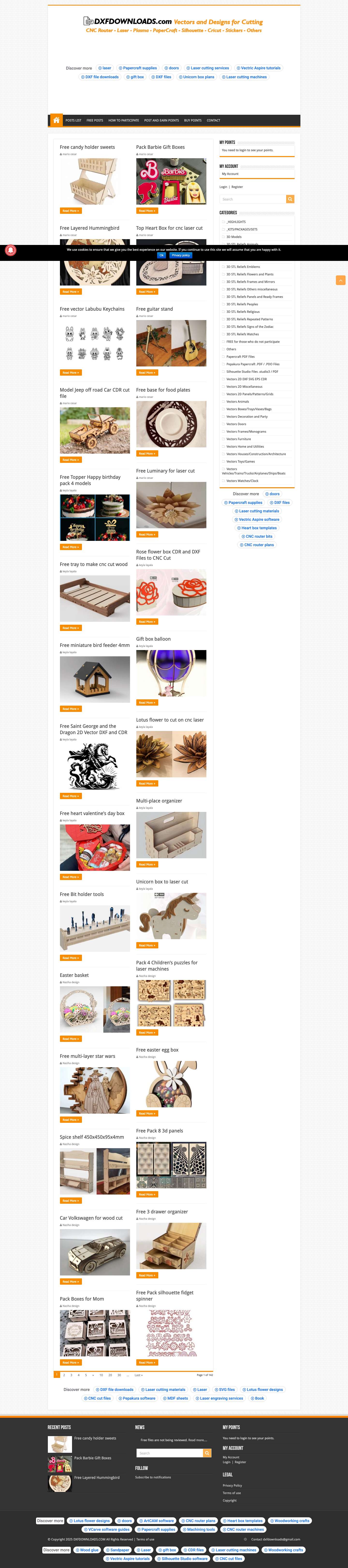 DXF DOWNLOADS – Files for Laser Cutting and CNC Router ArtCAM DXF Vectric Aspire VCarve MDF Crafts Woodworking - Full Screenshot