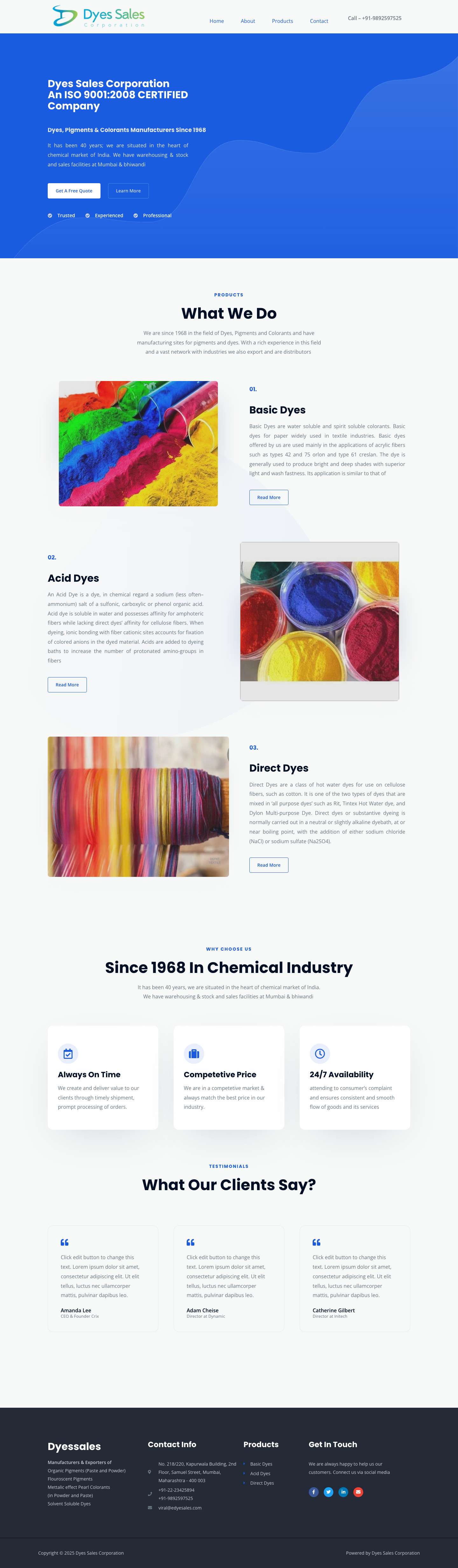 Dyes Sales Corporation - Full Screenshot