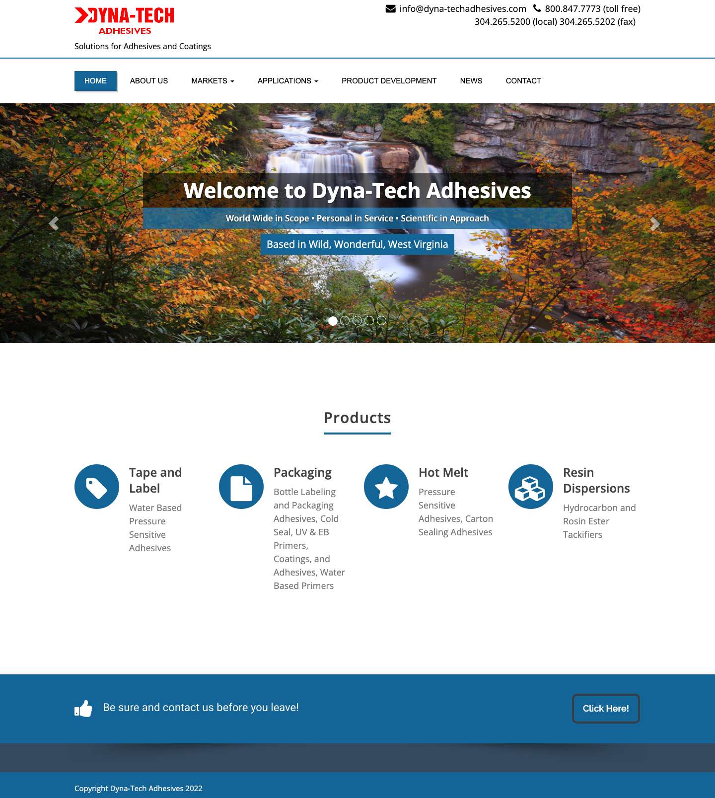 Dyna-Tech Adhesives | Solutions for Adhesives and Coatings - Full Screenshot