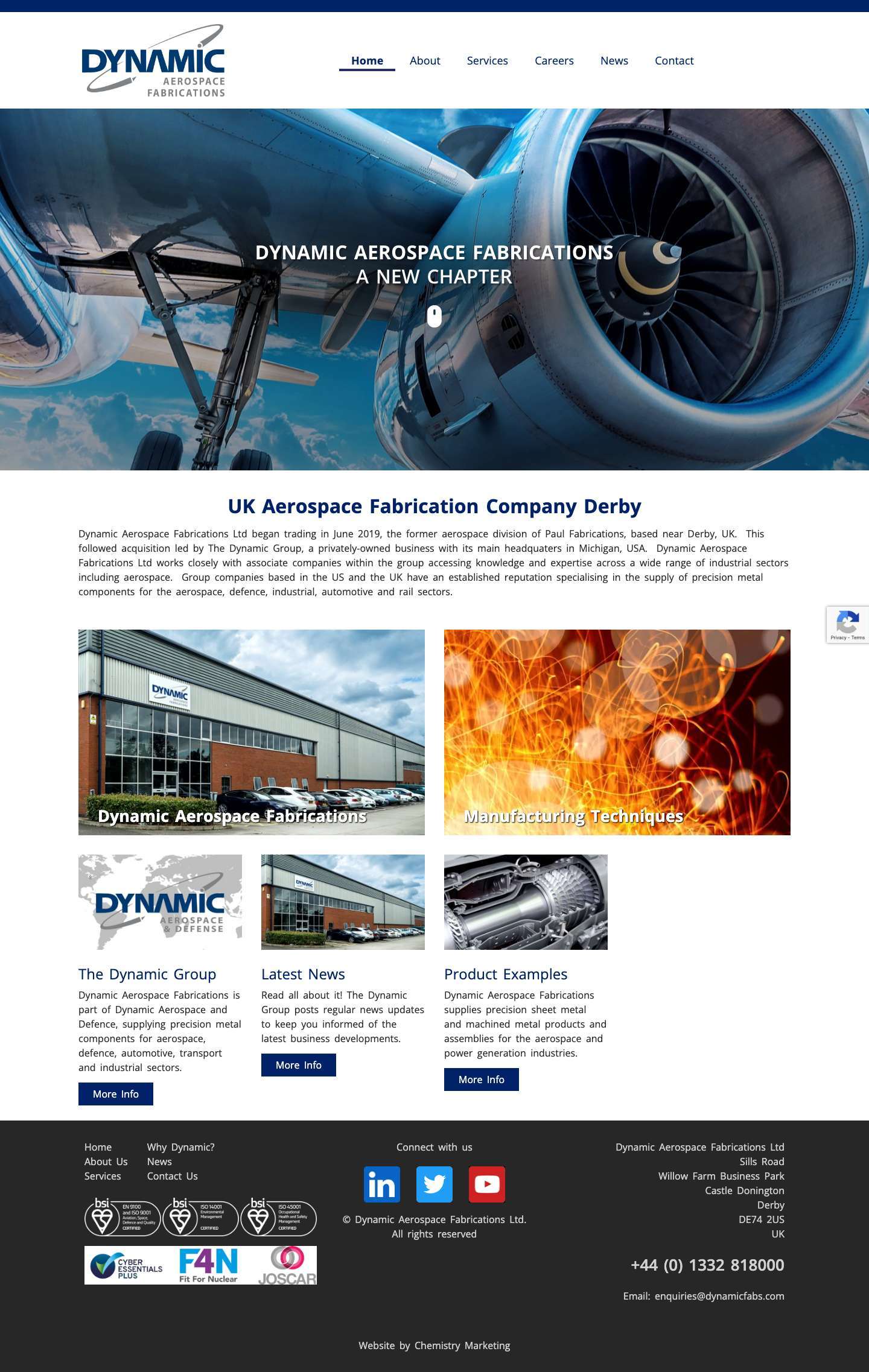 Dynamic Aerospace Fabrications | Home - Full Screenshot