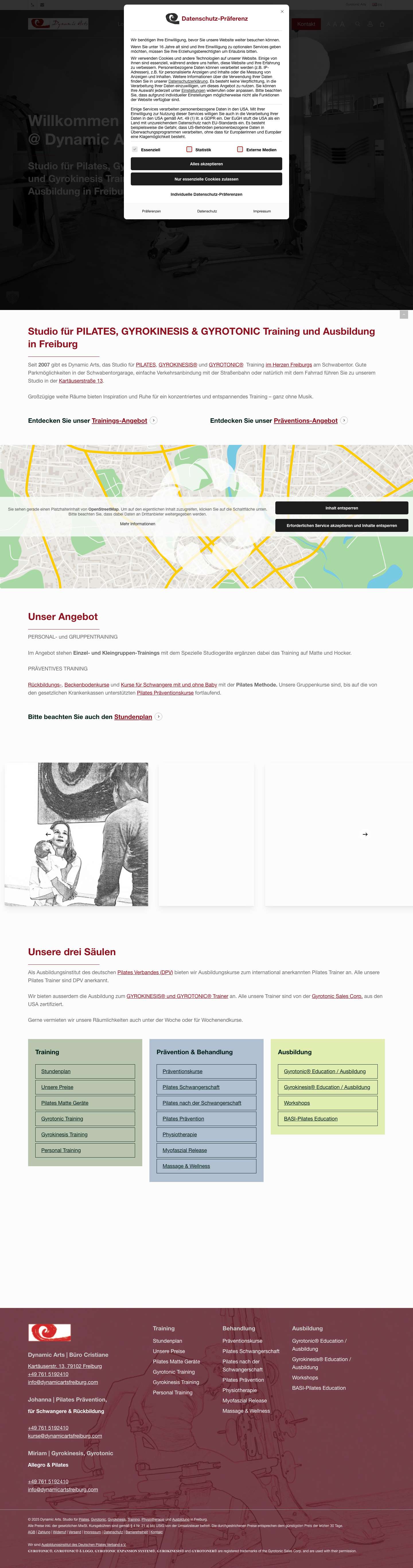 Dynamic Arts | Studio für Pilates, Gyrokinesis & Gyrotonic Freiburg - Full Screenshot