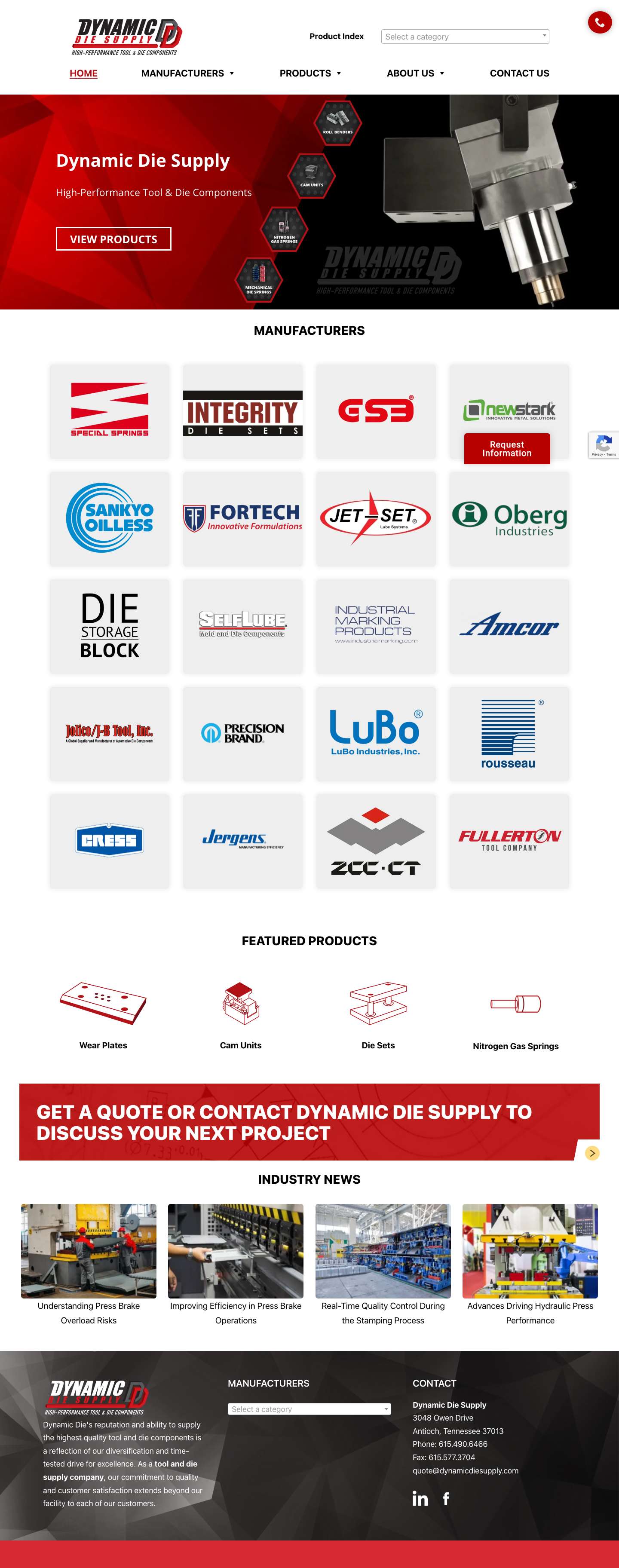 Dynamic Die Supply Home | High-Performance Tool & Die Components - Full Screenshot