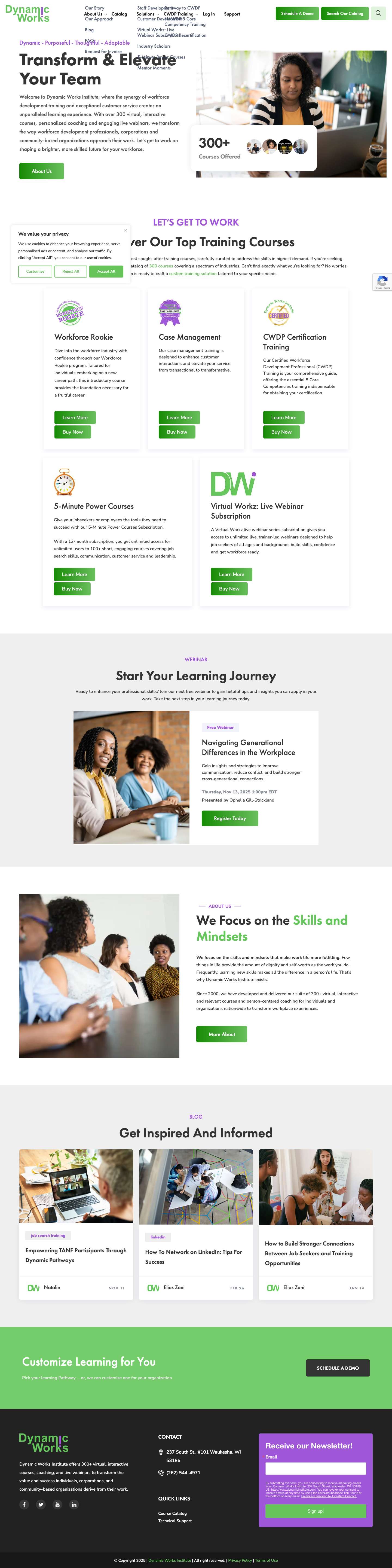 Workforce Development Training | Dynamic Works Institute - Full Screenshot