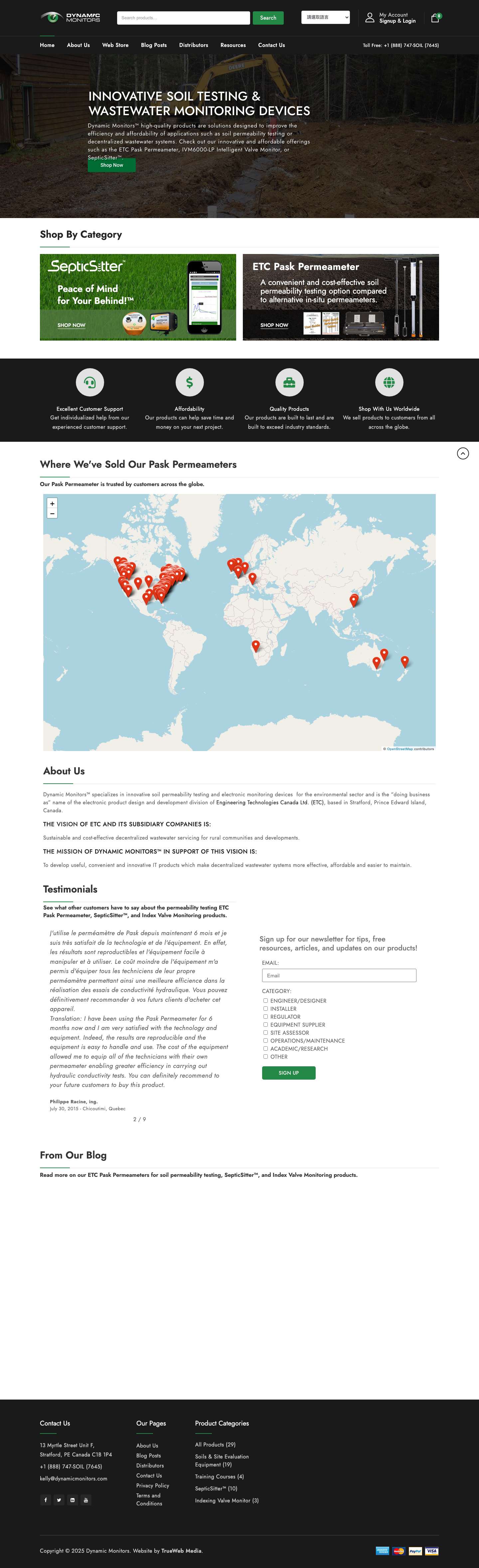 Permeability Testing & Wastewater Septic Monitoring - Dynamic Monitors - Full Screenshot