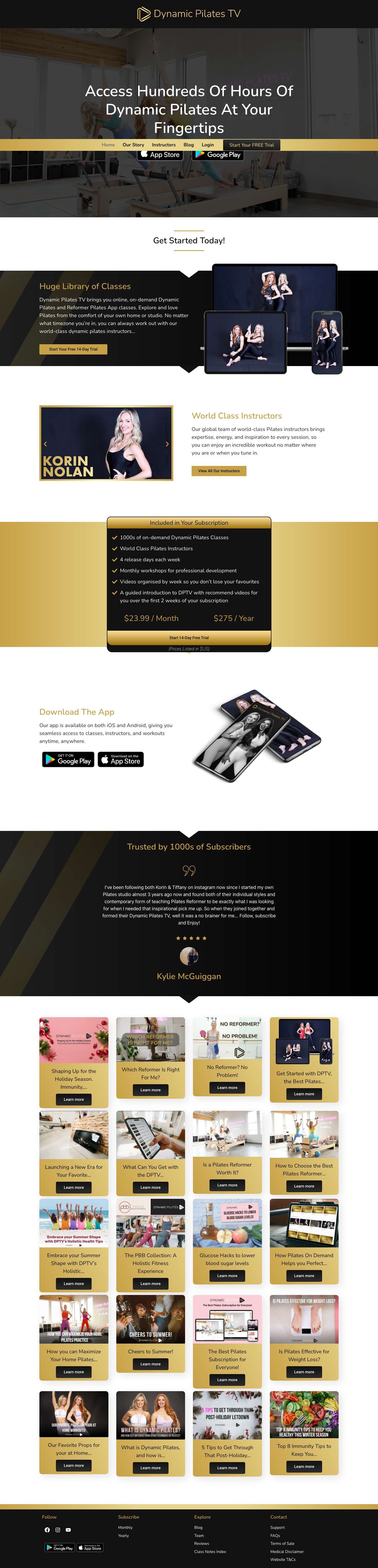 Find the Best On-Demand Pilates Classes - Dynamic Pilates TV - Full Screenshot