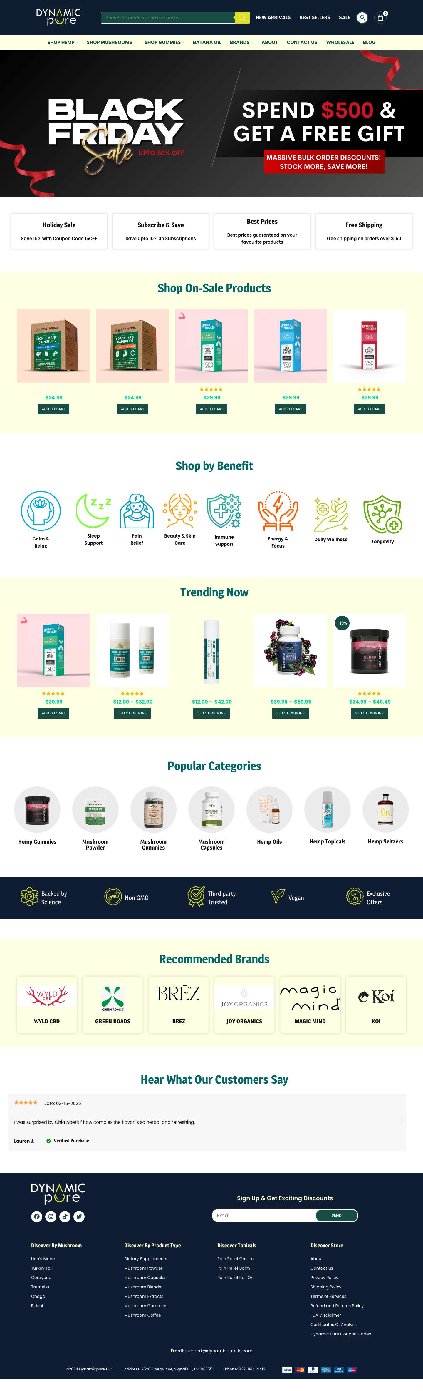 Dynamic Pure: Mushroom | Hemp | Herbs | Batana Oil Products Under 1 Roof - Full Screenshot