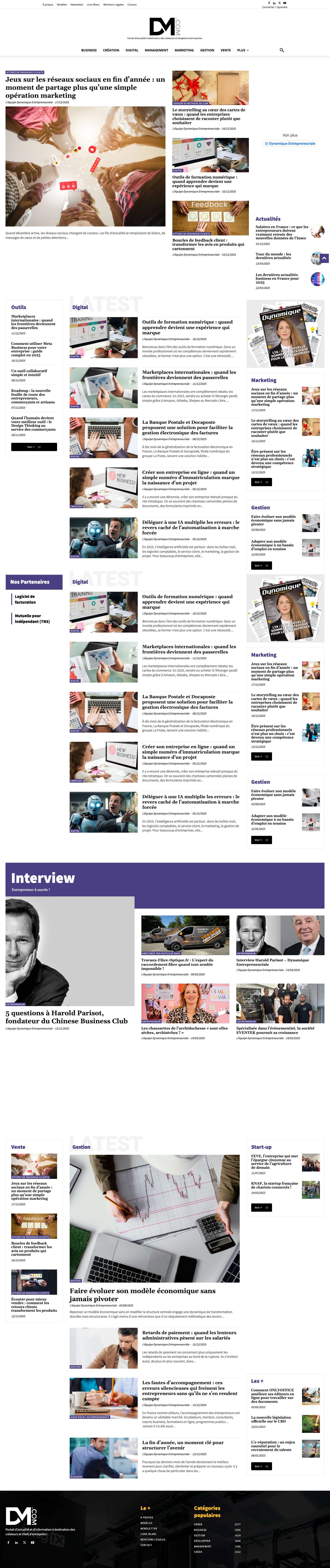 Dynamique Entrepreneuriale - Full Screenshot