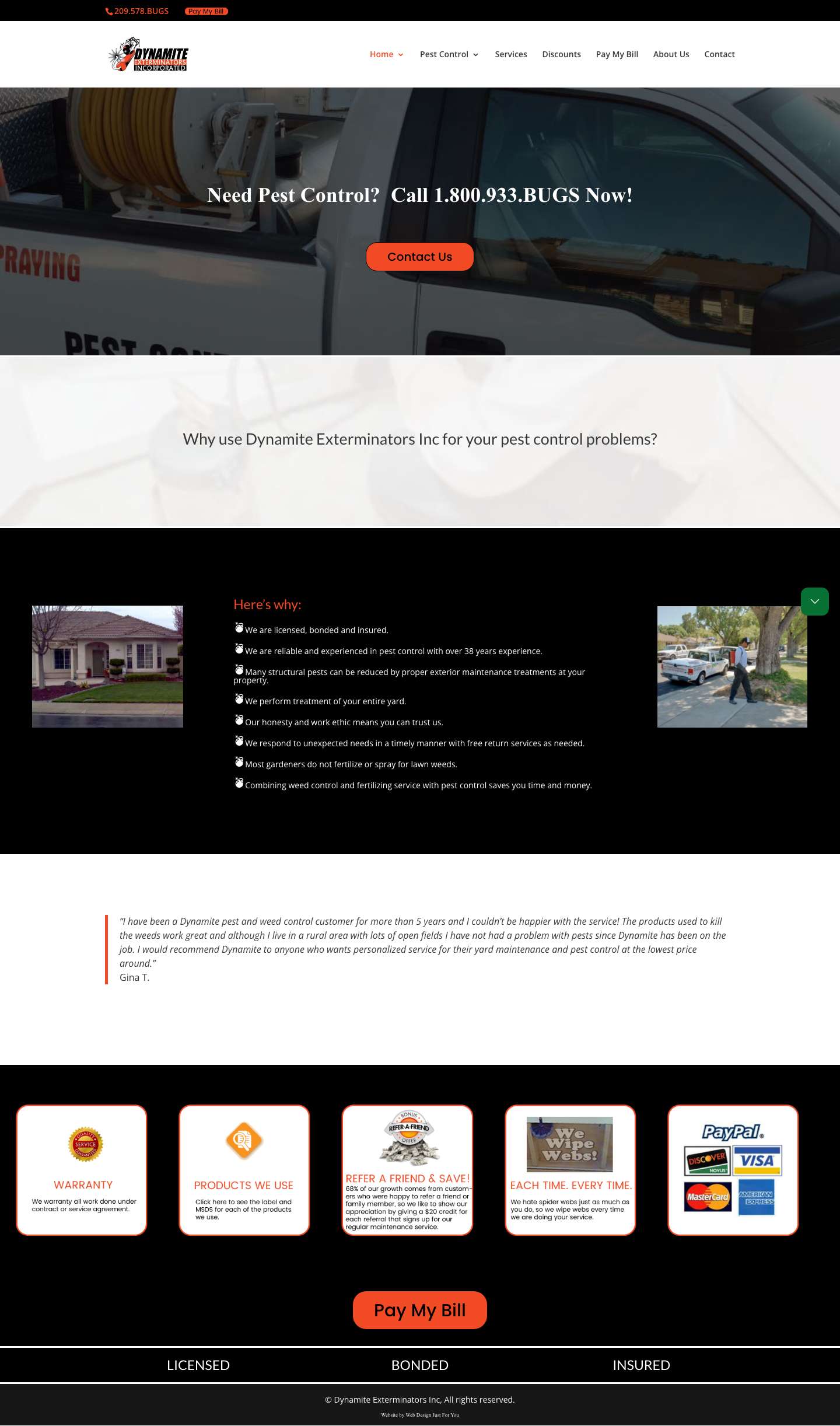 Dynamite Exterminators Inc | Pest Control | (209) 578-2847 - Full Screenshot