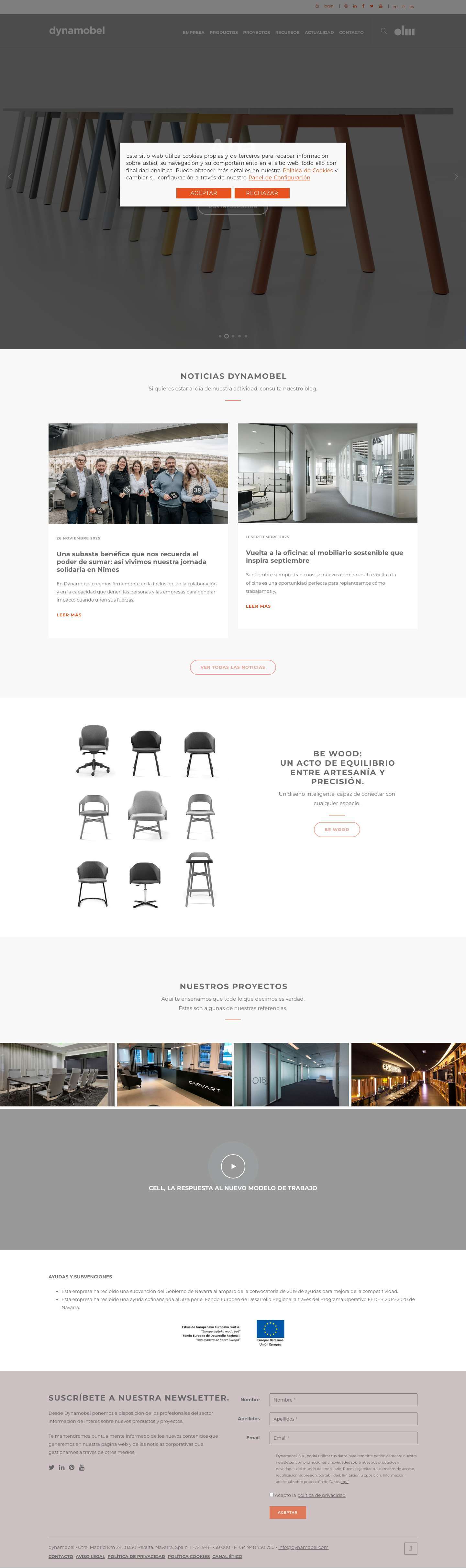 Fabricante de Mampara, Mobiliario y Sillería de Oficina - Dynamobel - Full Screenshot