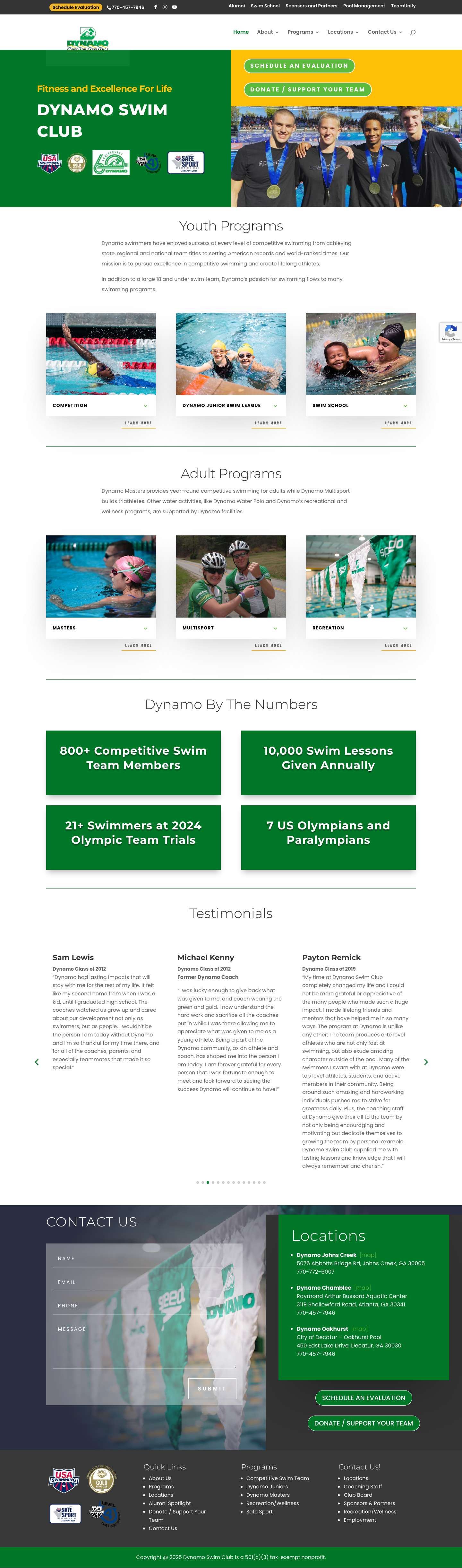 Dynamo Swim Club | Fitness and Excellence For Life - Full Screenshot