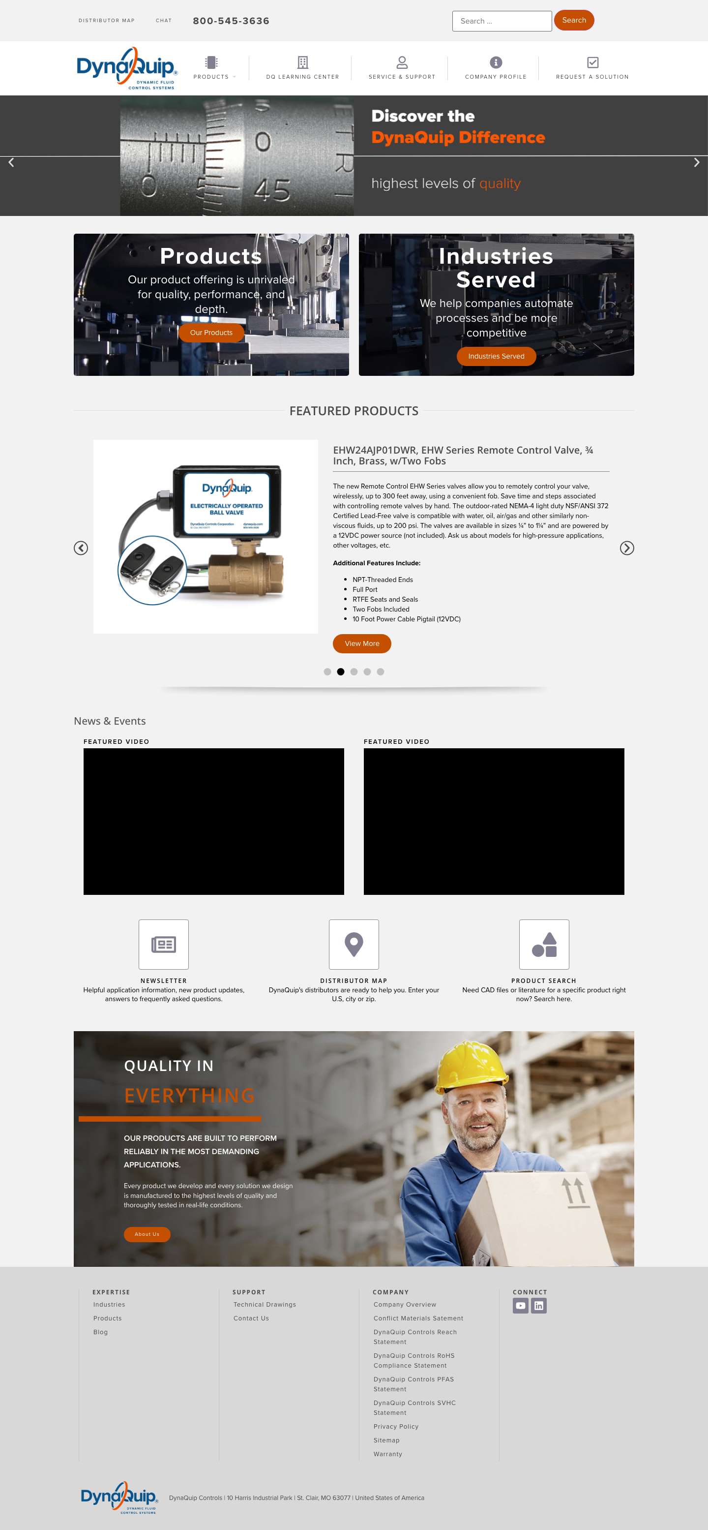 Dynaquip Home - DynaQuip Controls - Full Screenshot